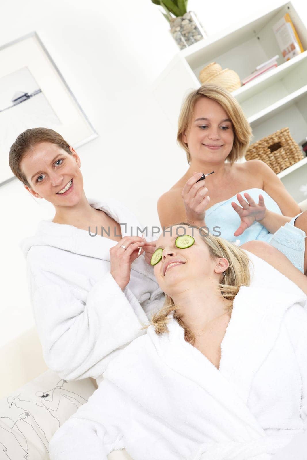 Three girlfriends enjoy wellness