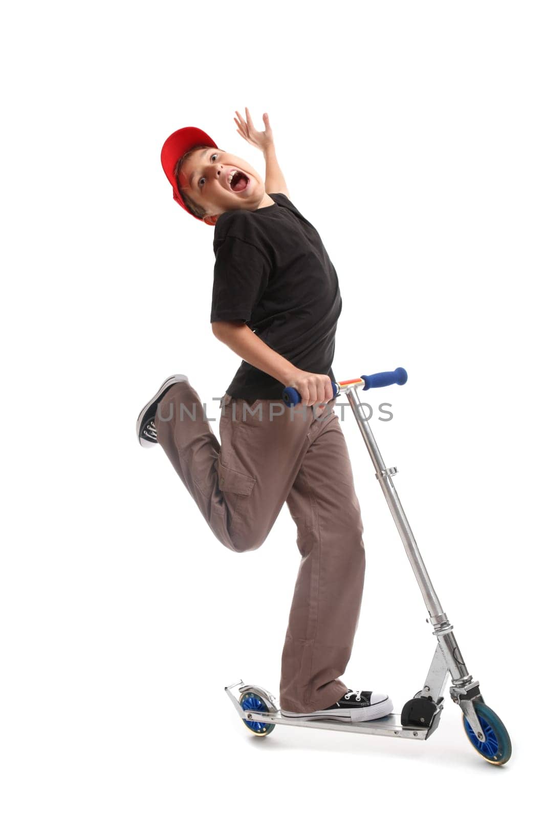 Boyhaving loads of fun on scooter