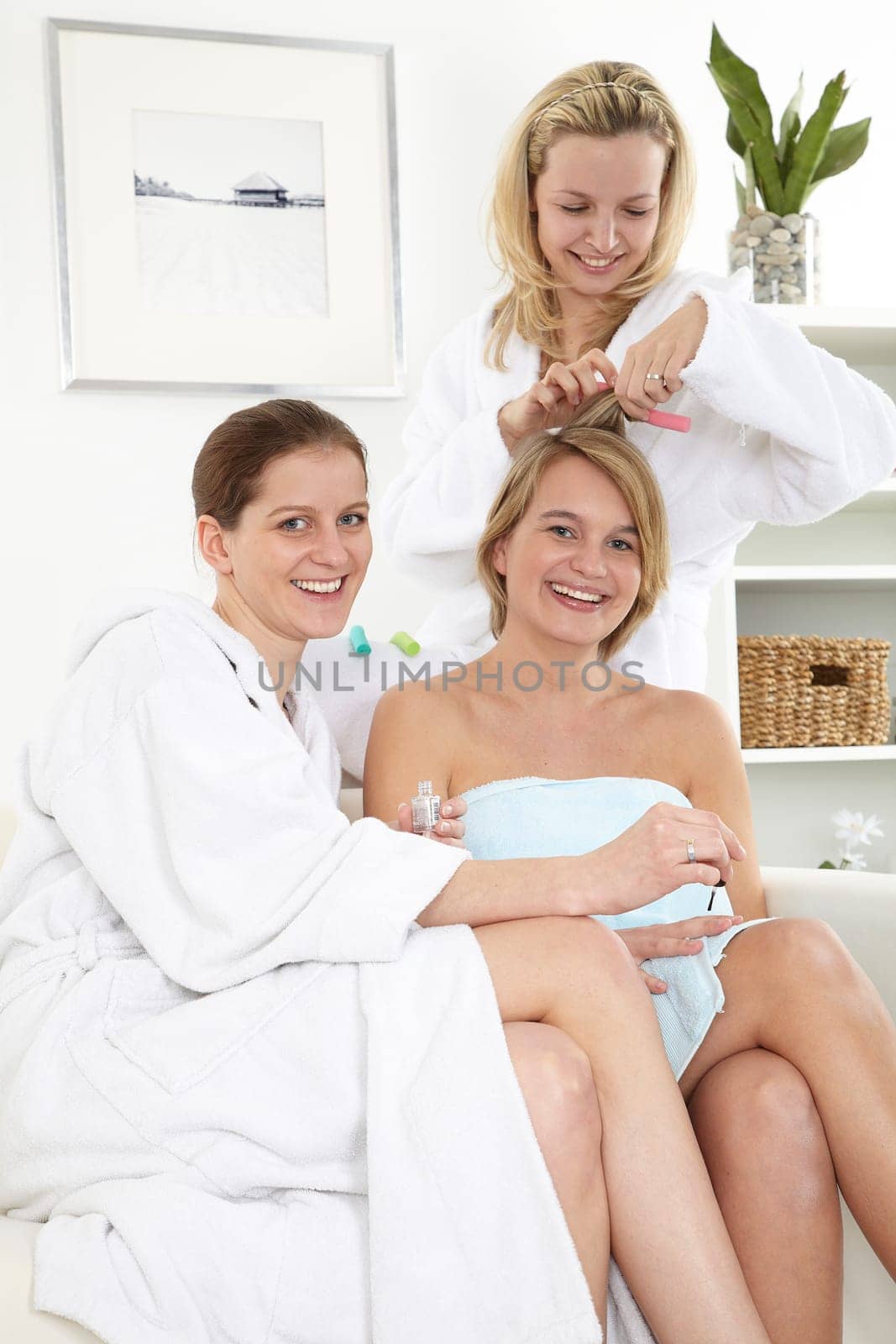 Three girlfriends enjoy wellness
