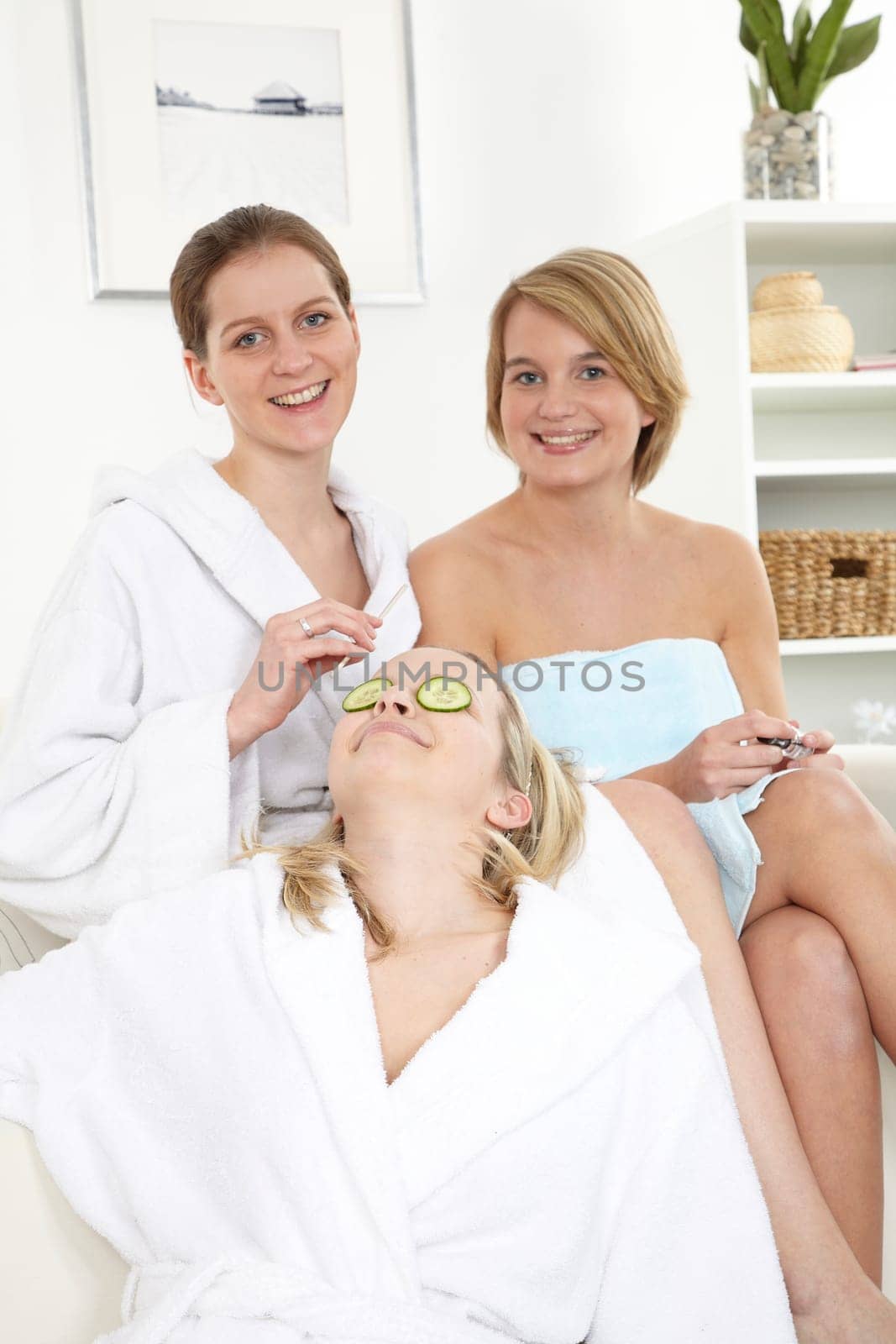 Three girlfriends enjoy wellness