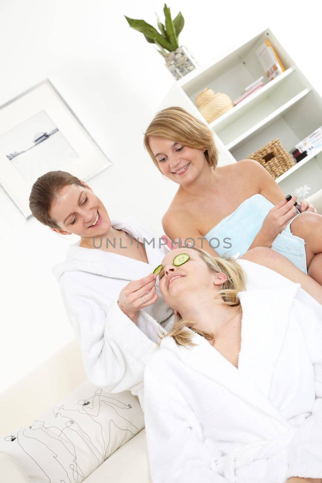 Three girlfriends enjoy wellness