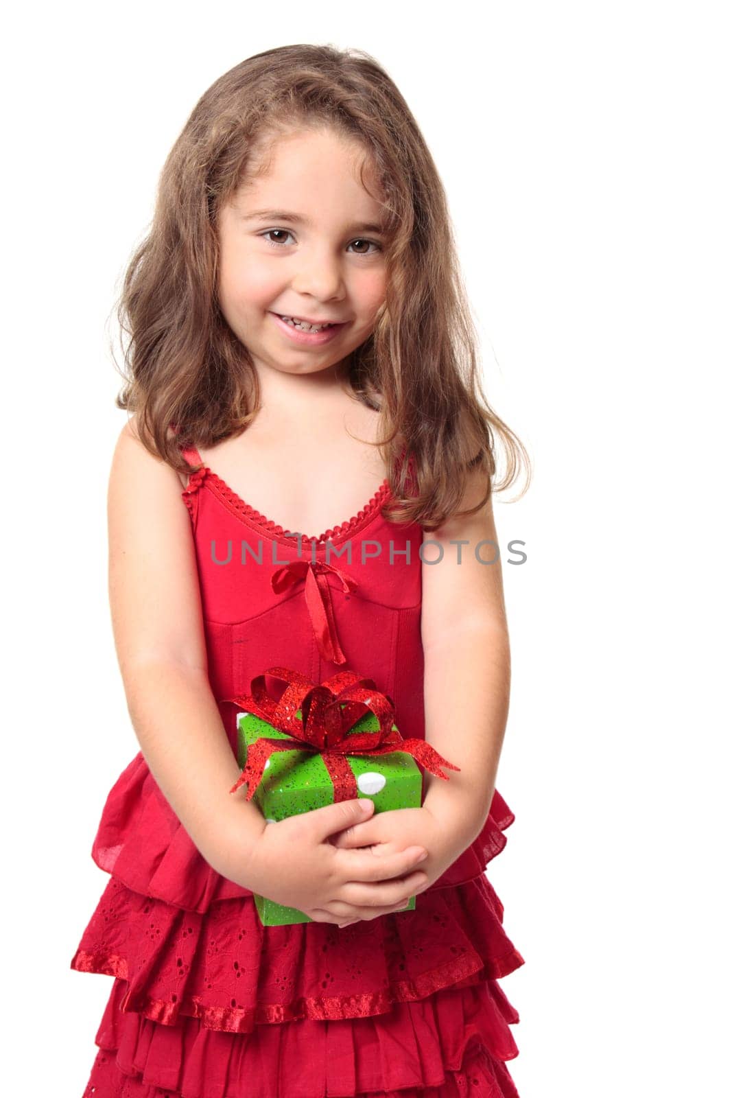 Pretty girl holding a present