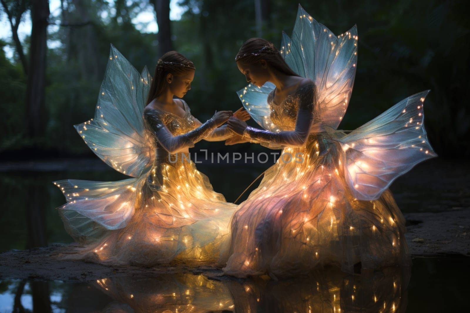 Luminescent fairies with iridescent wings - Generative AI by Sidewaypics
