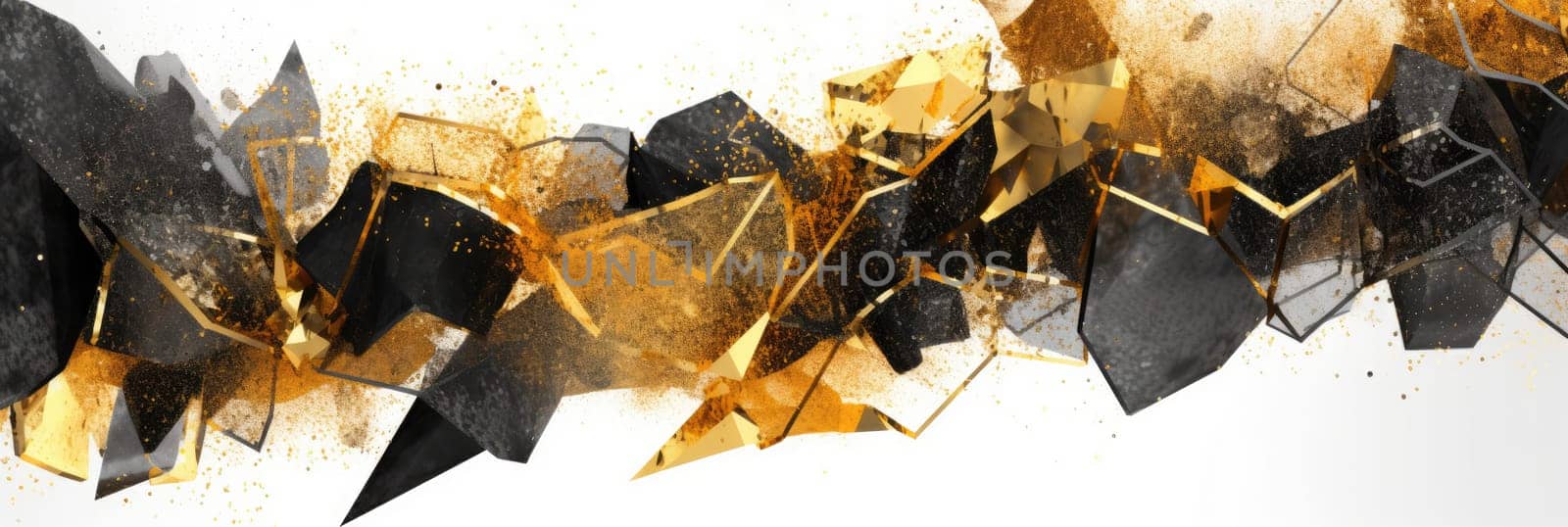 Abstract watercolor artwork mixed with buzzy geometric shapes for background of social media banner generative AI image