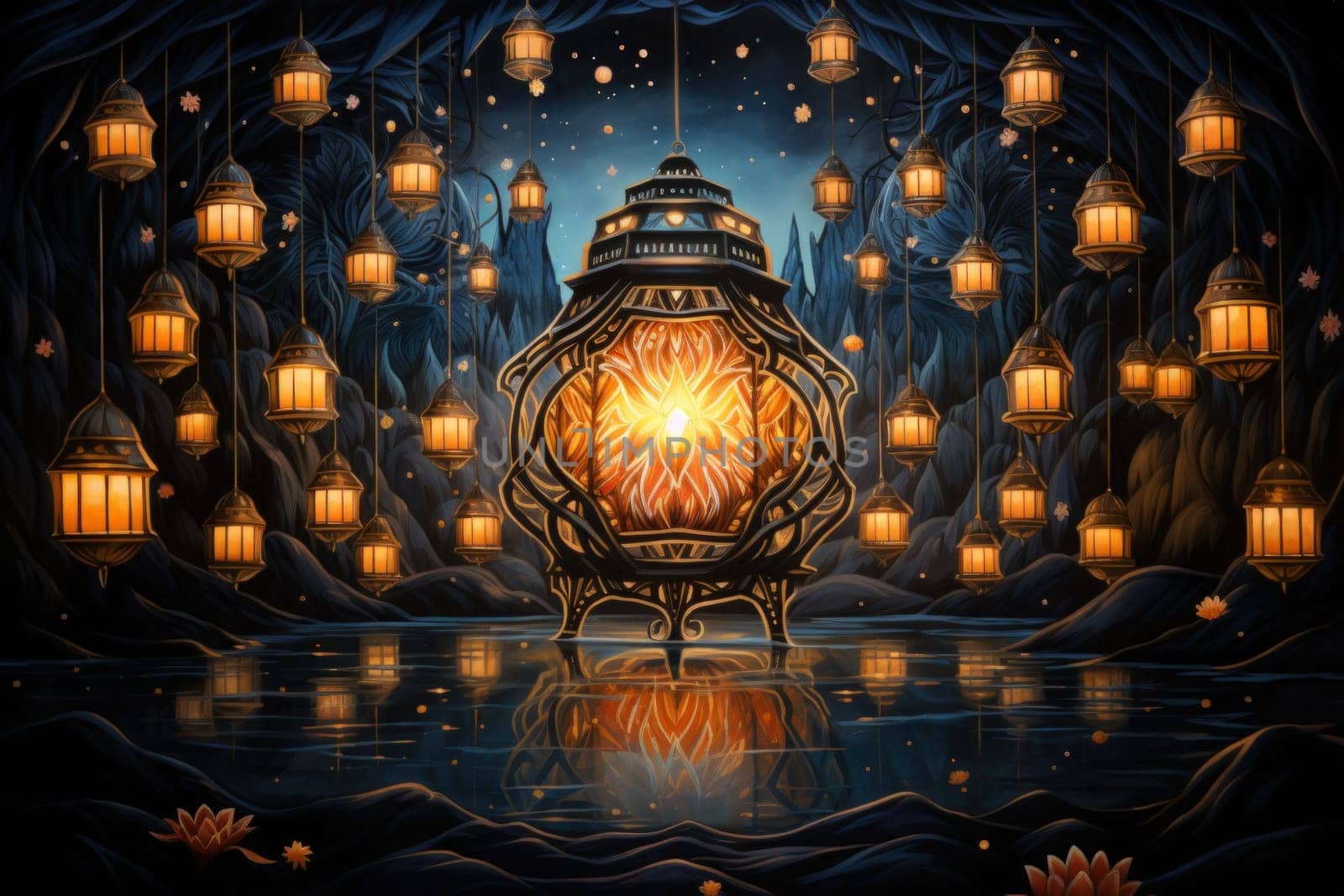 Step into a realm of ethereal beauty, where illuminated spirit lanterns serve as beacons of hope.