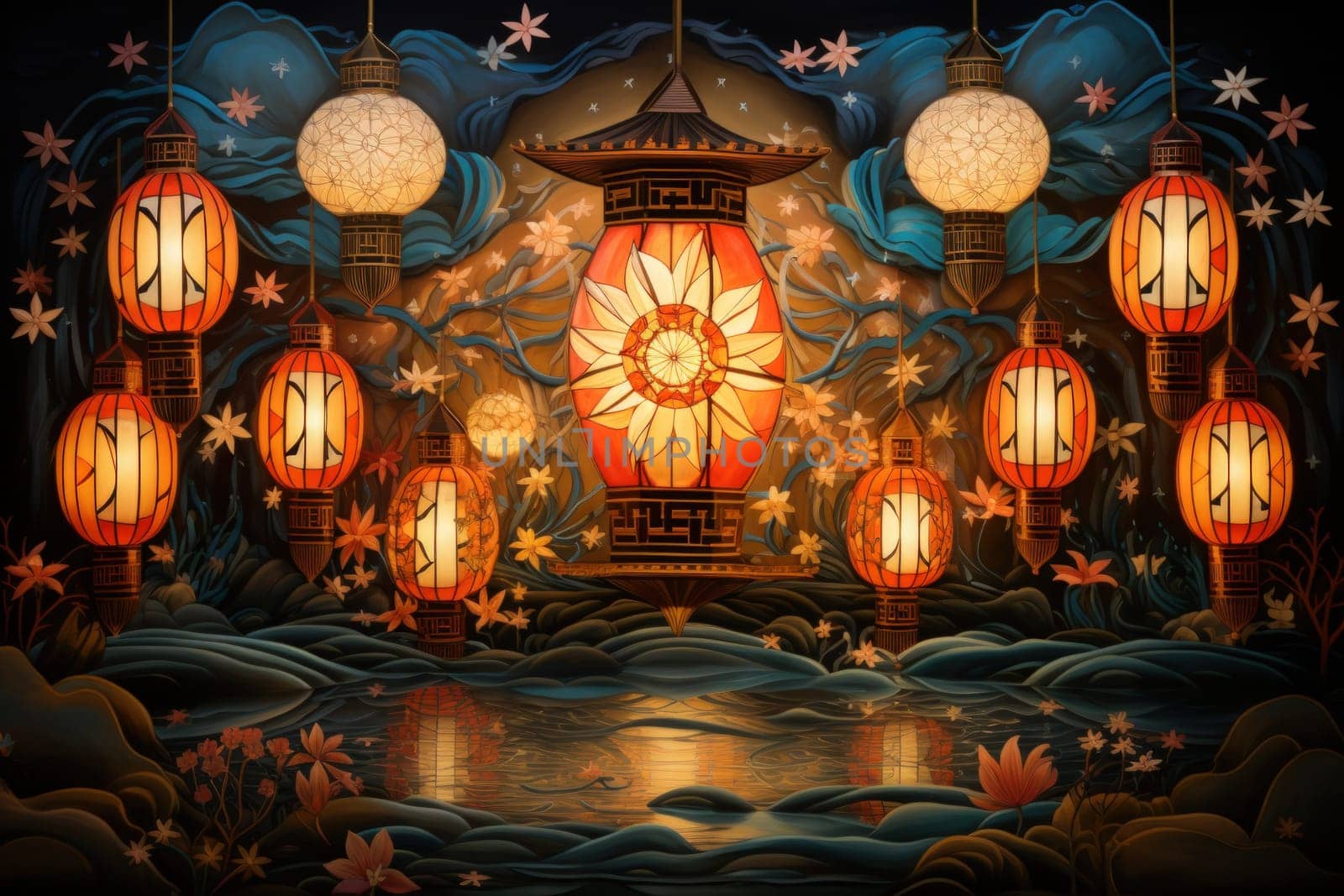 Step into a realm of ethereal beauty, where illuminated spirit lanterns serve as beacons of hope.