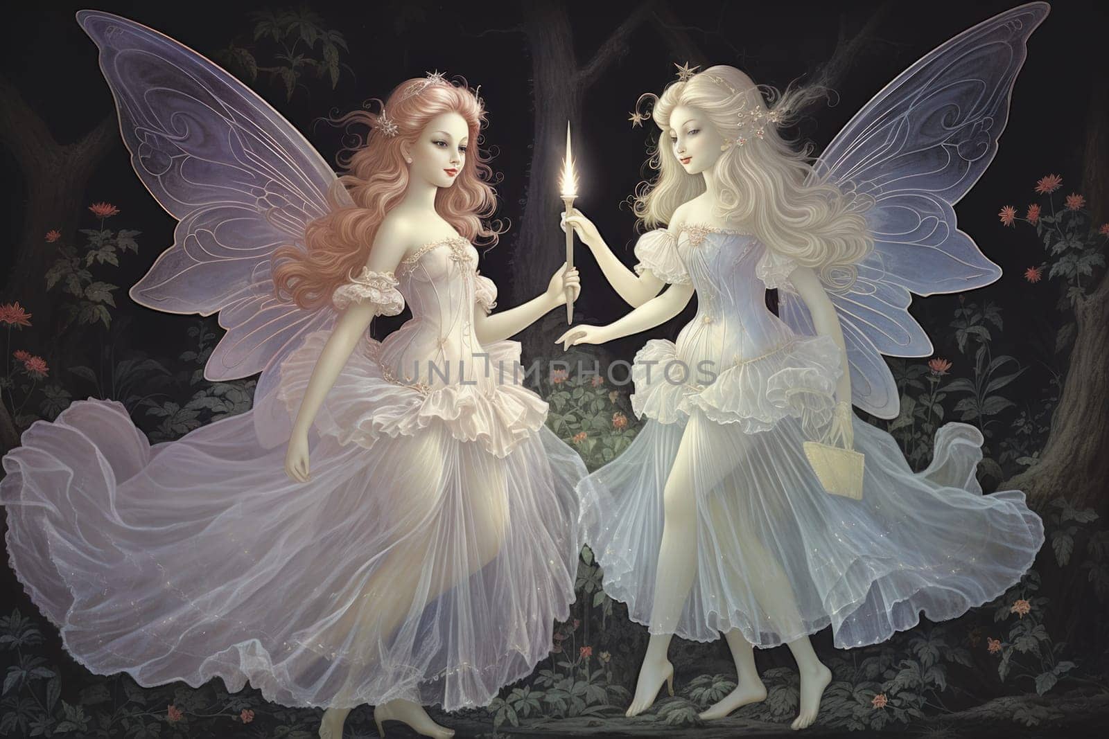 Luminescent fairies with iridescent wings - Generative AI by Sidewaypics