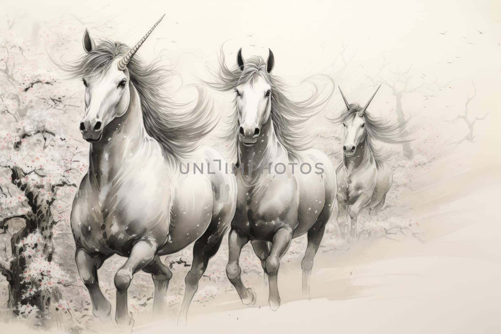 Stunning mythical creatures with majestic presence and shimmering silver horns.