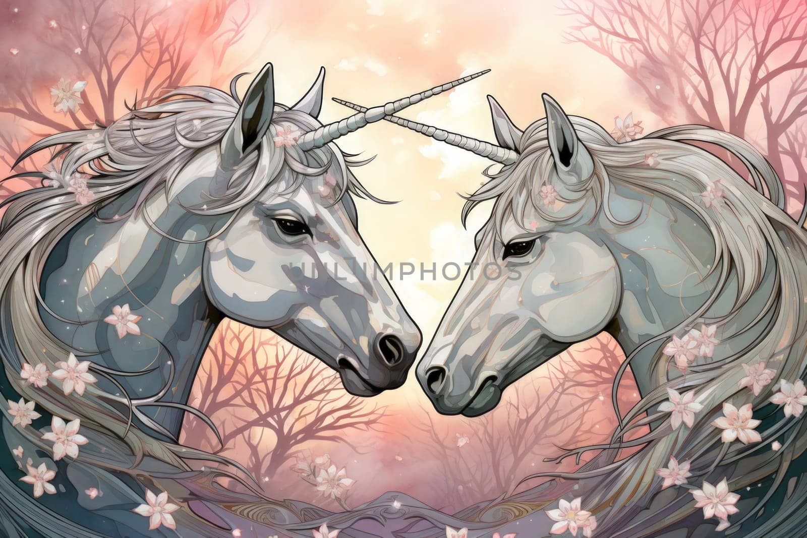 Stunning mythical creatures with majestic presence and shimmering silver horns.