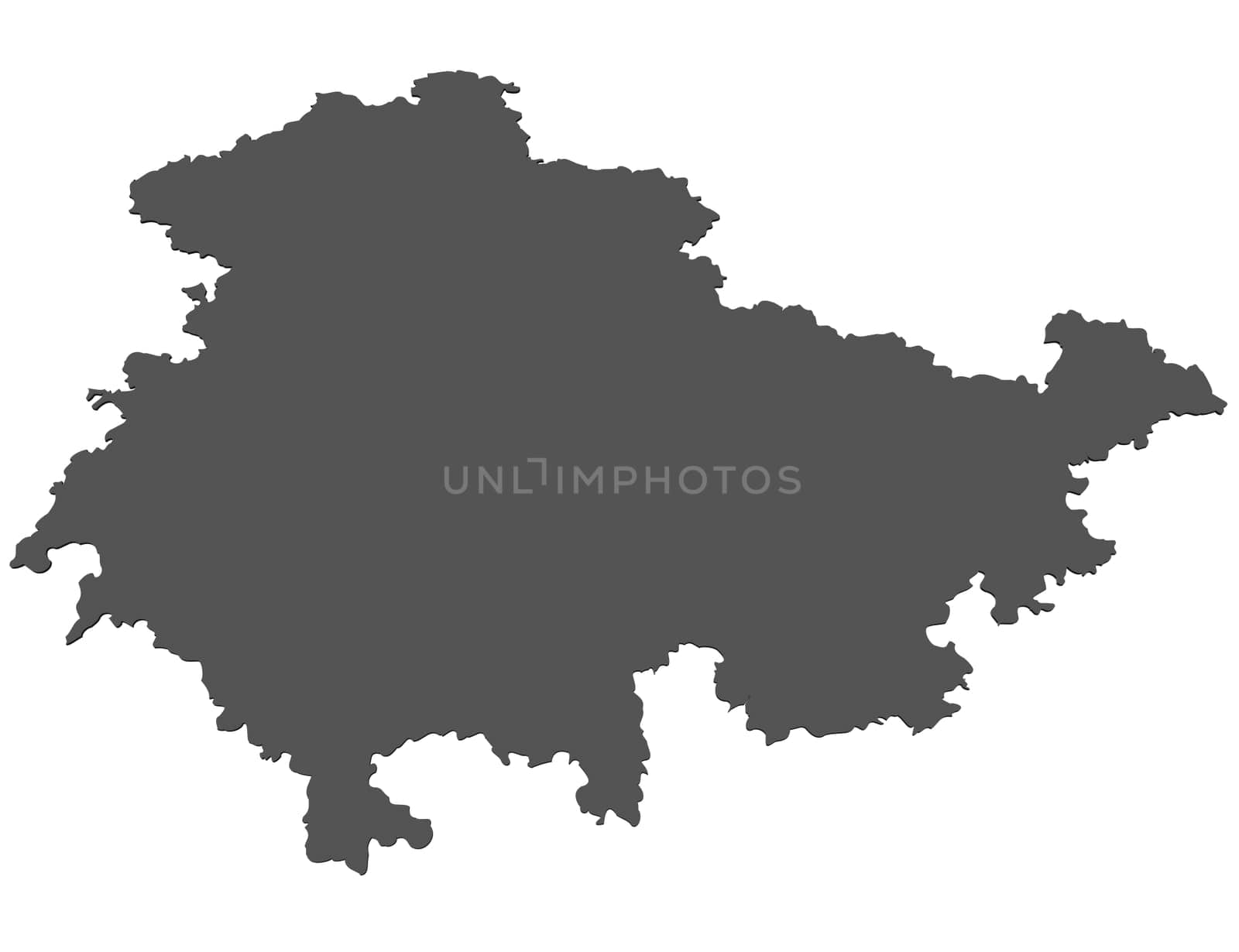 Map of Thuringia - isolated