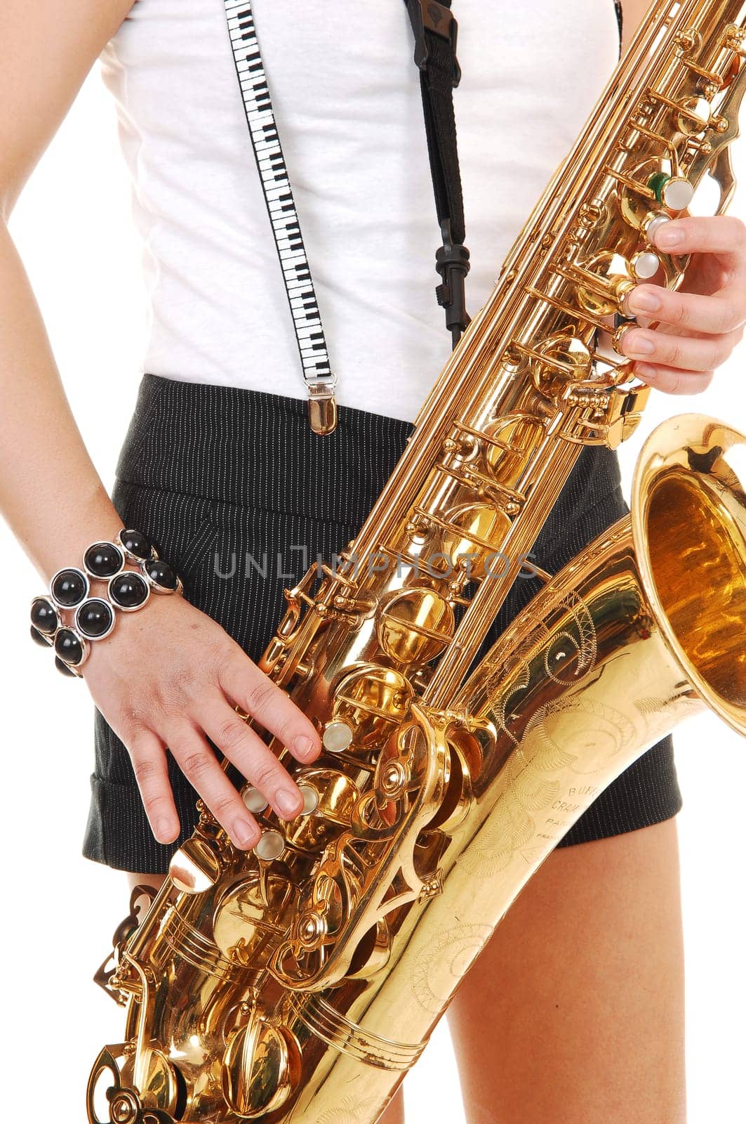 Chinese girl playing the saxophone.