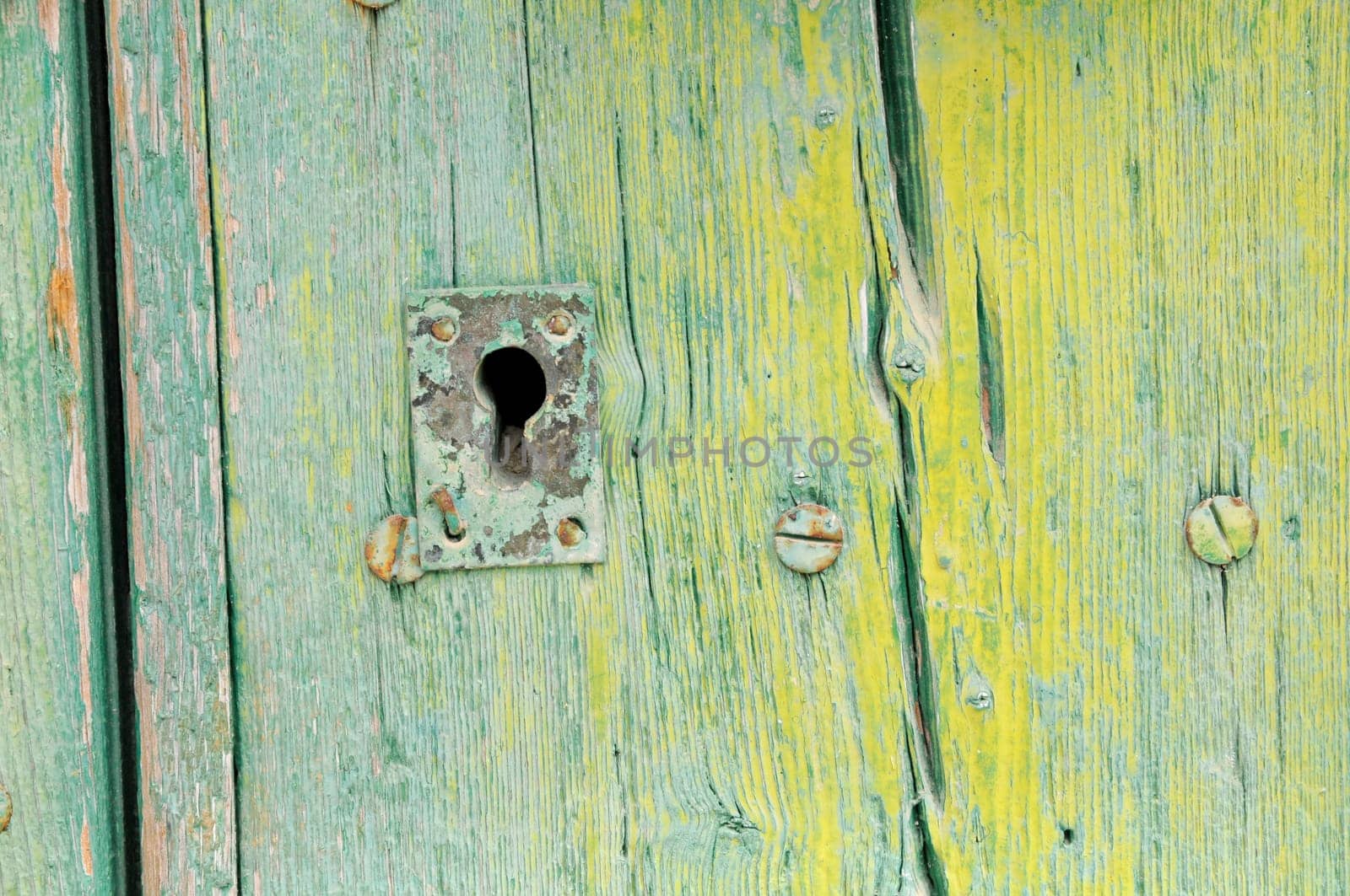 Lock on a green door