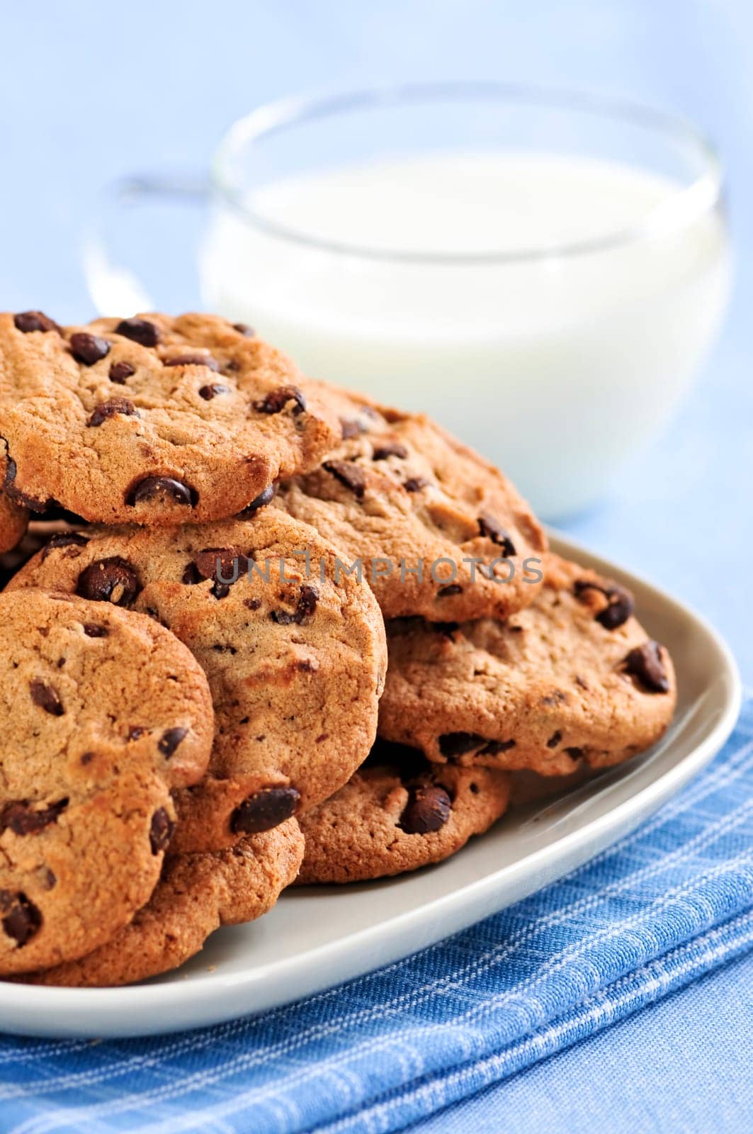 Milk and chocolate chip cookies