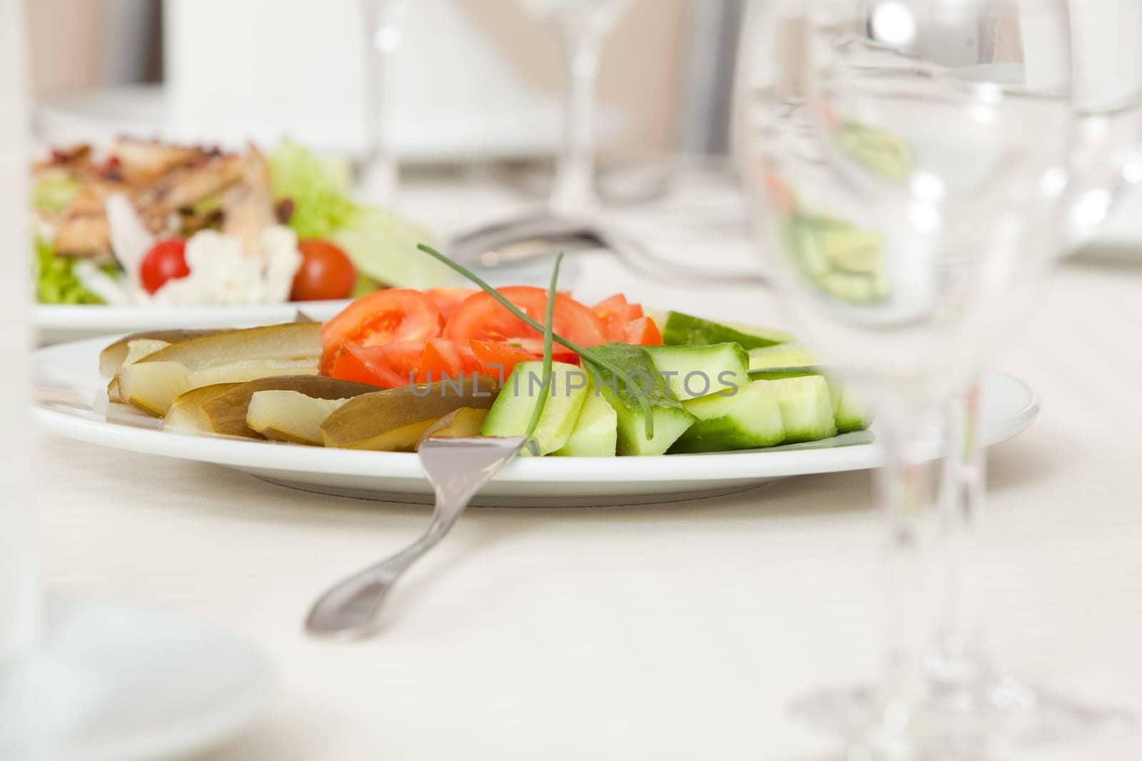 served restaurant table