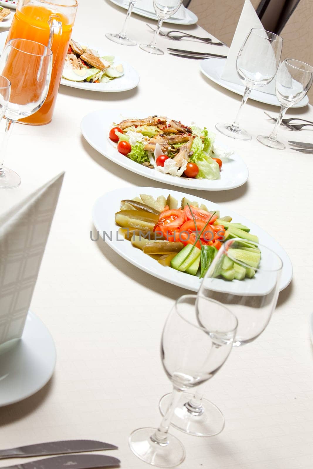 served restaurant table