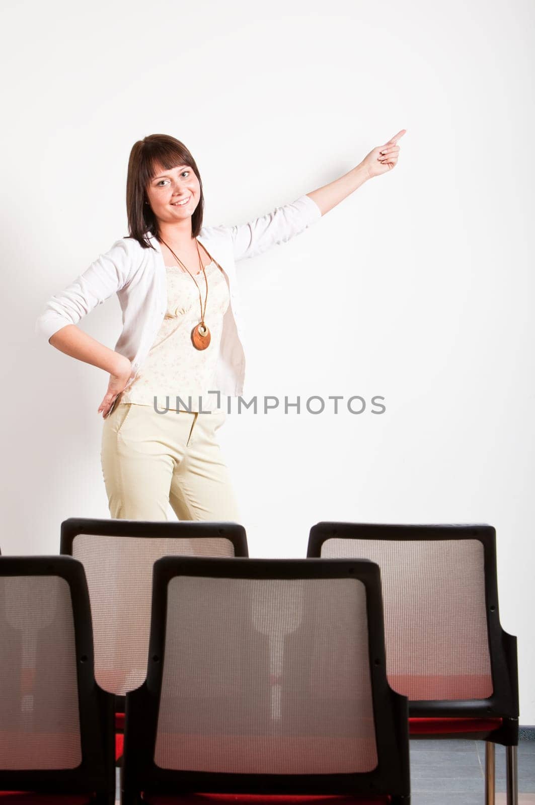 business woman with pocket level