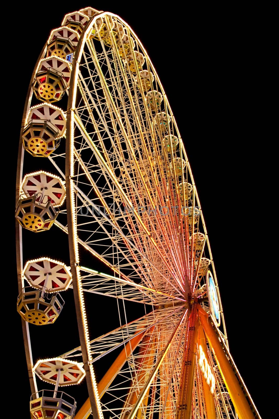 Ferris wheel illuminated