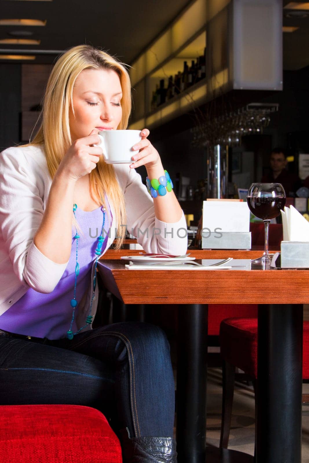 Young Woman Eating Dinner