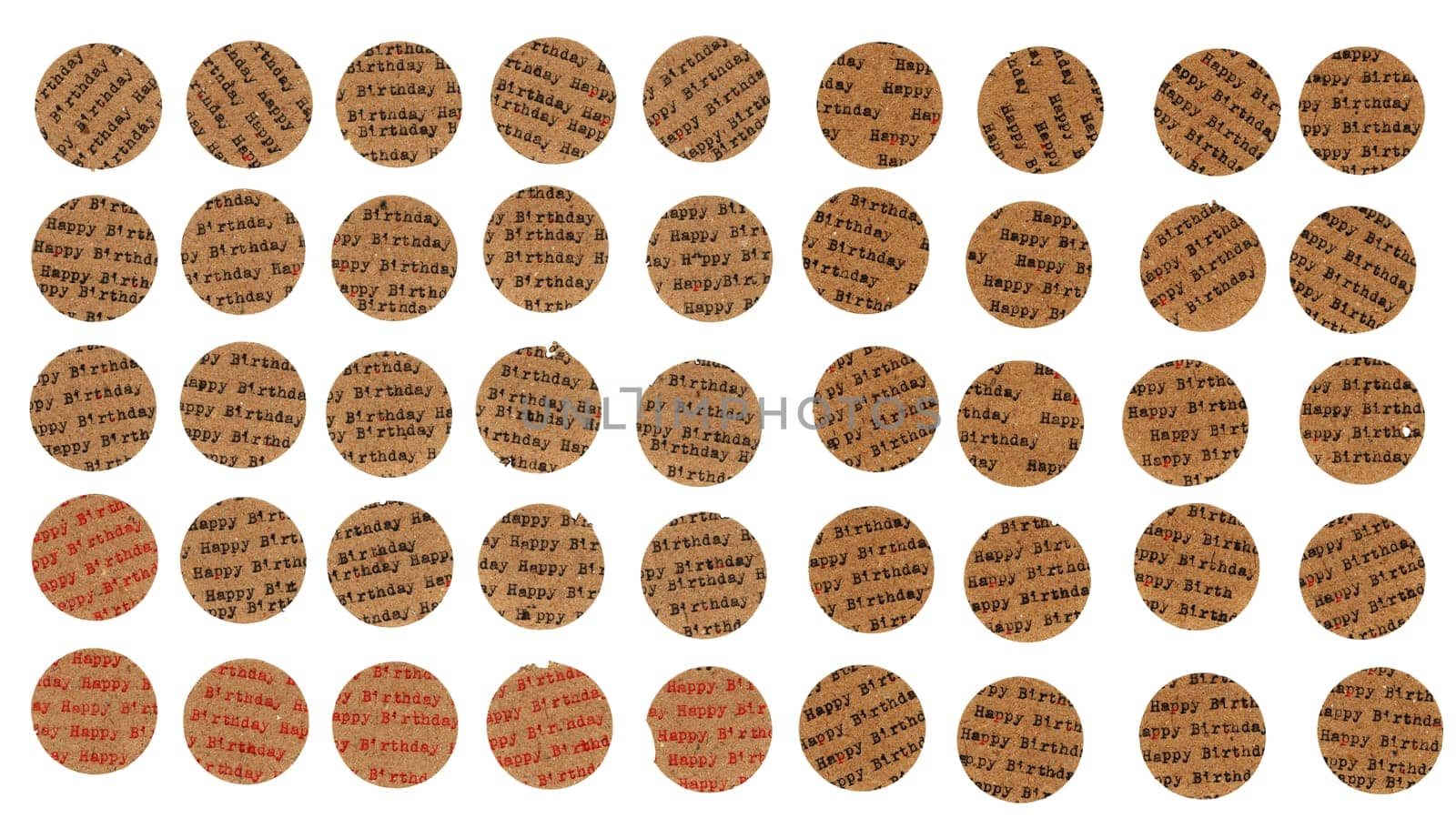Happy Birthday - handmade circles made of paper with an old typewriter