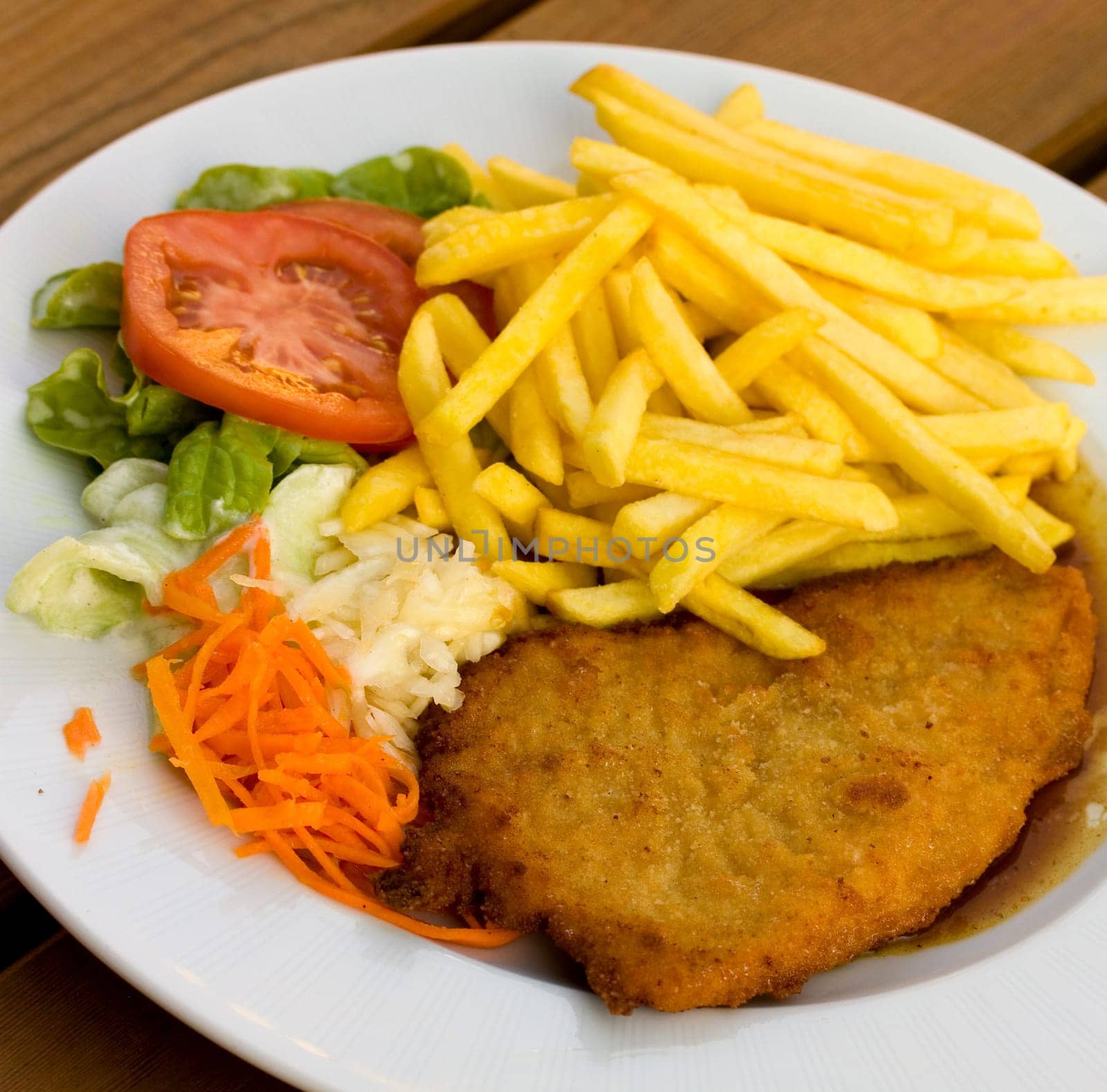 Breaded schnitzel with french fries