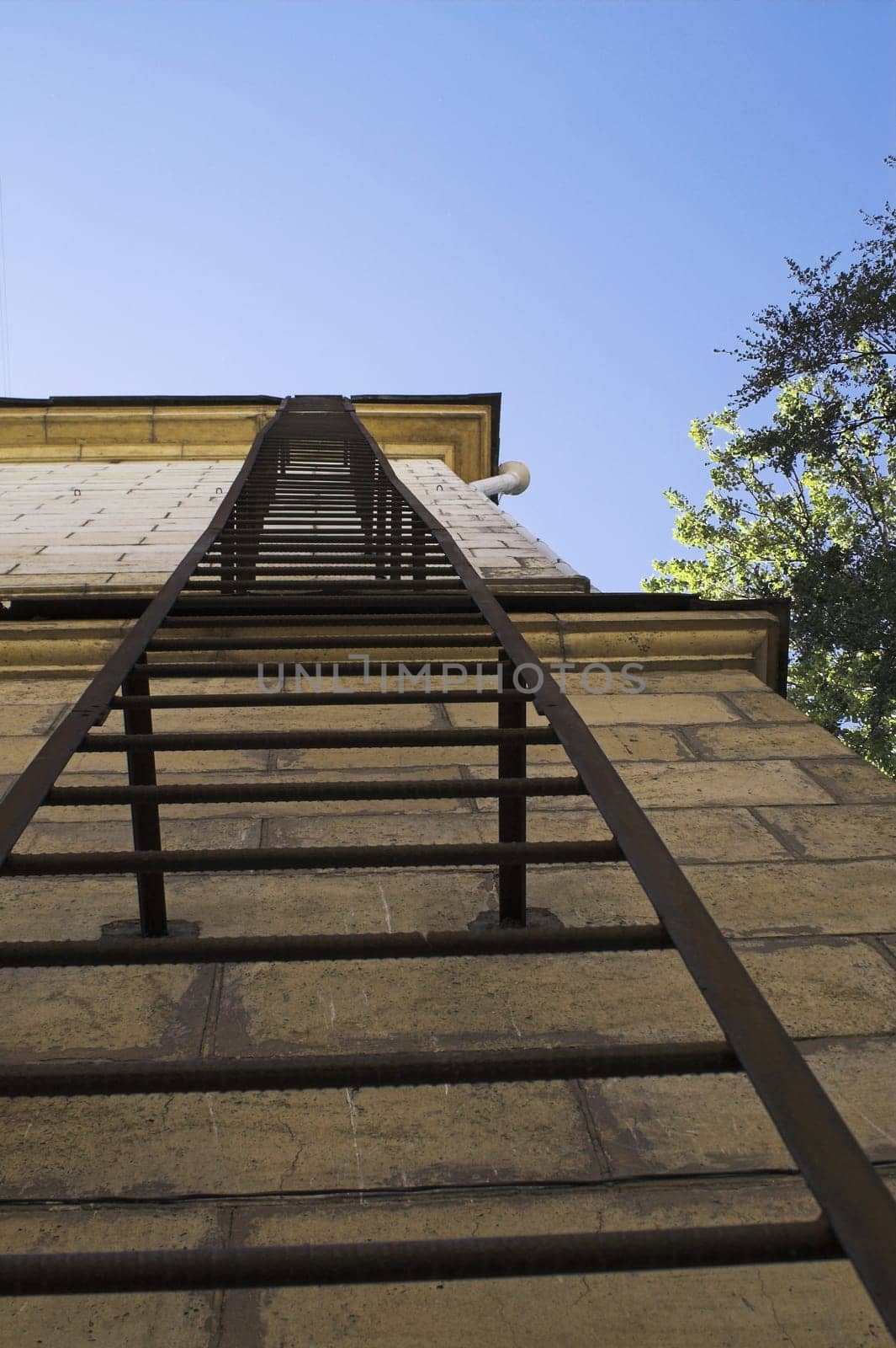 Emergency Stairs on Old Apartment Building Wall.