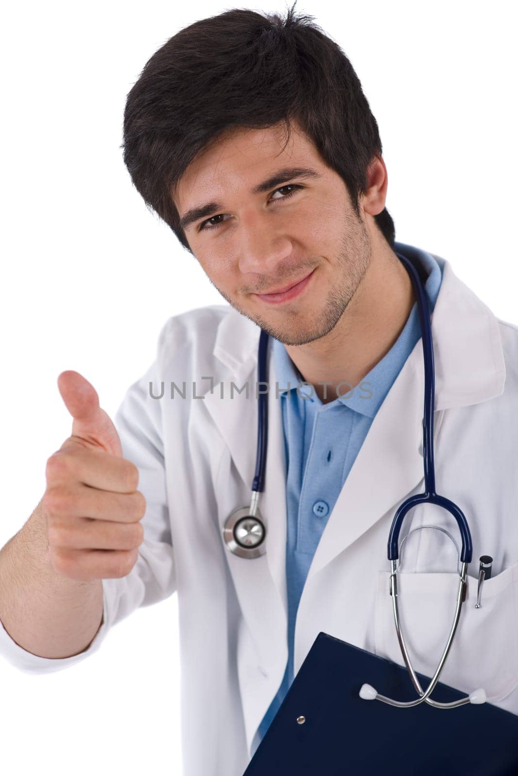 Thumbs up - Male student doctor with stethoscope
