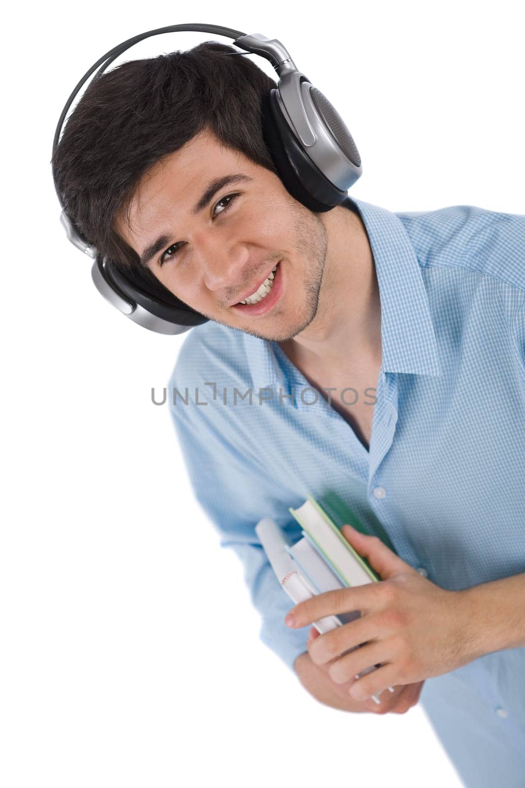 Male student with holding books