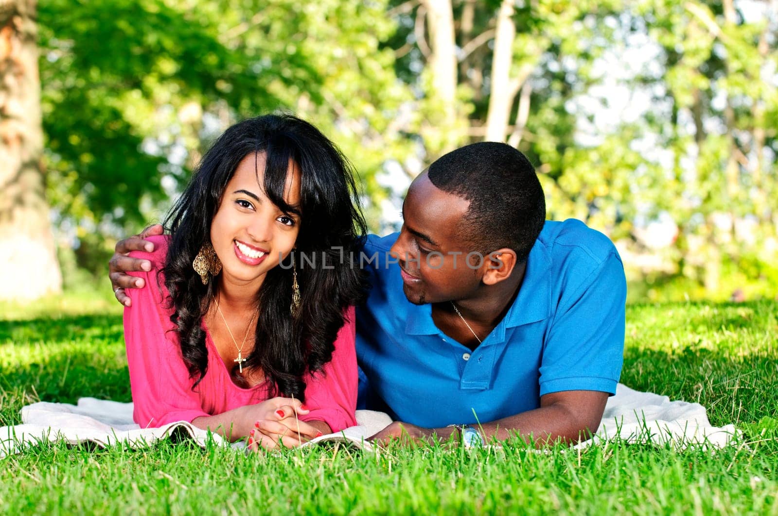 Happy couple in park