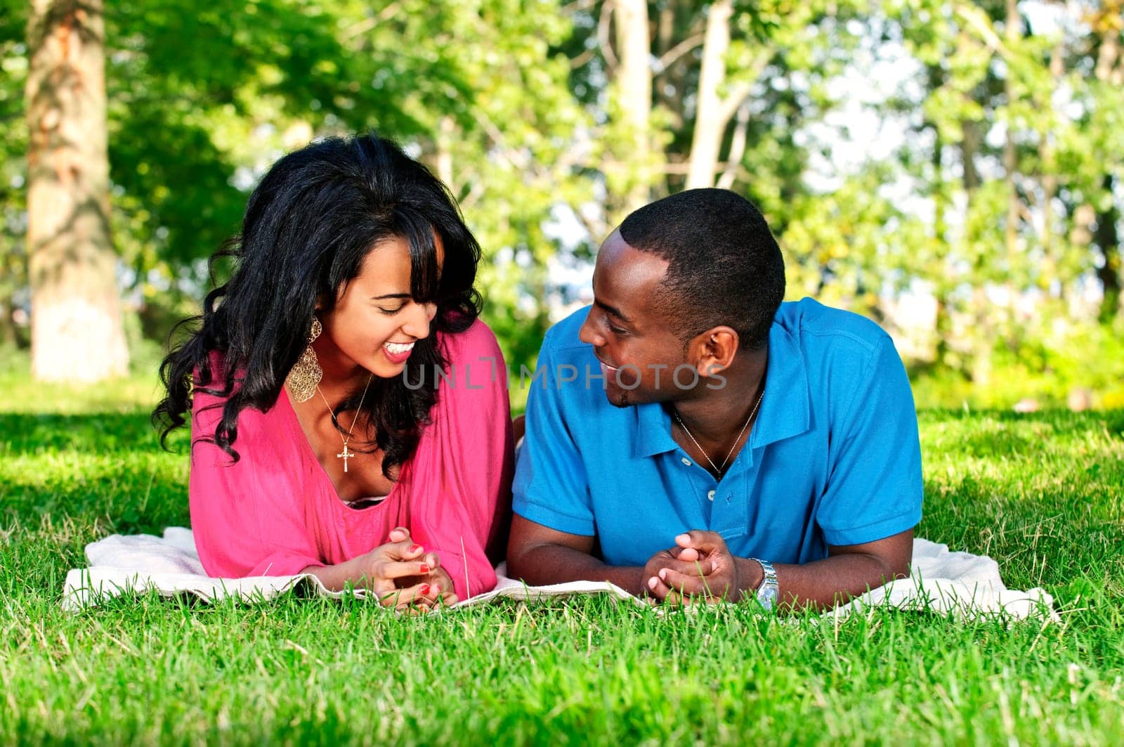 Happy couple in park