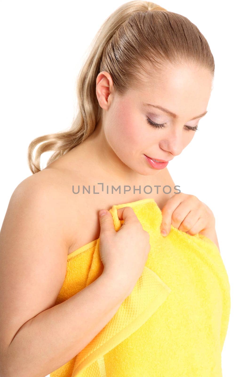Woman in bathrobe