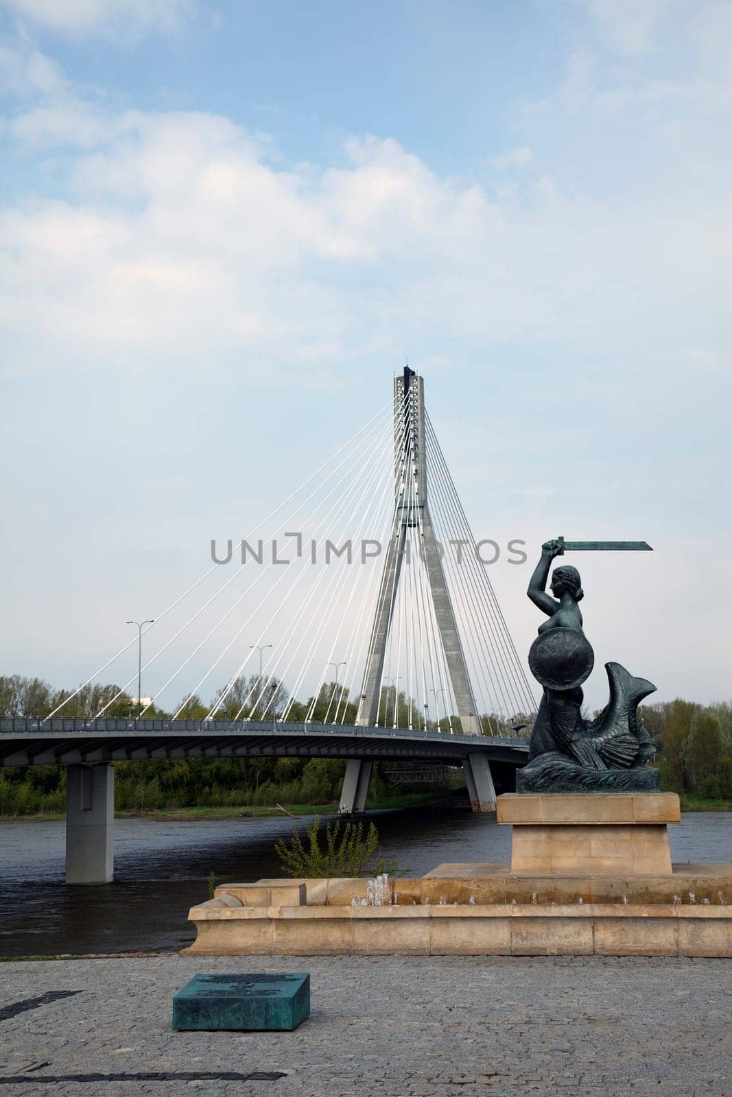 Mermaid Syrenka and Swietokrzyski Bridge