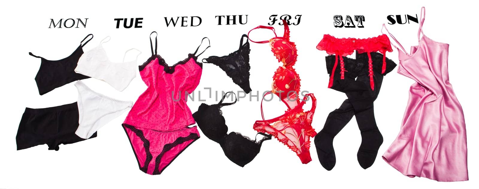 feminine lingerie for each week day