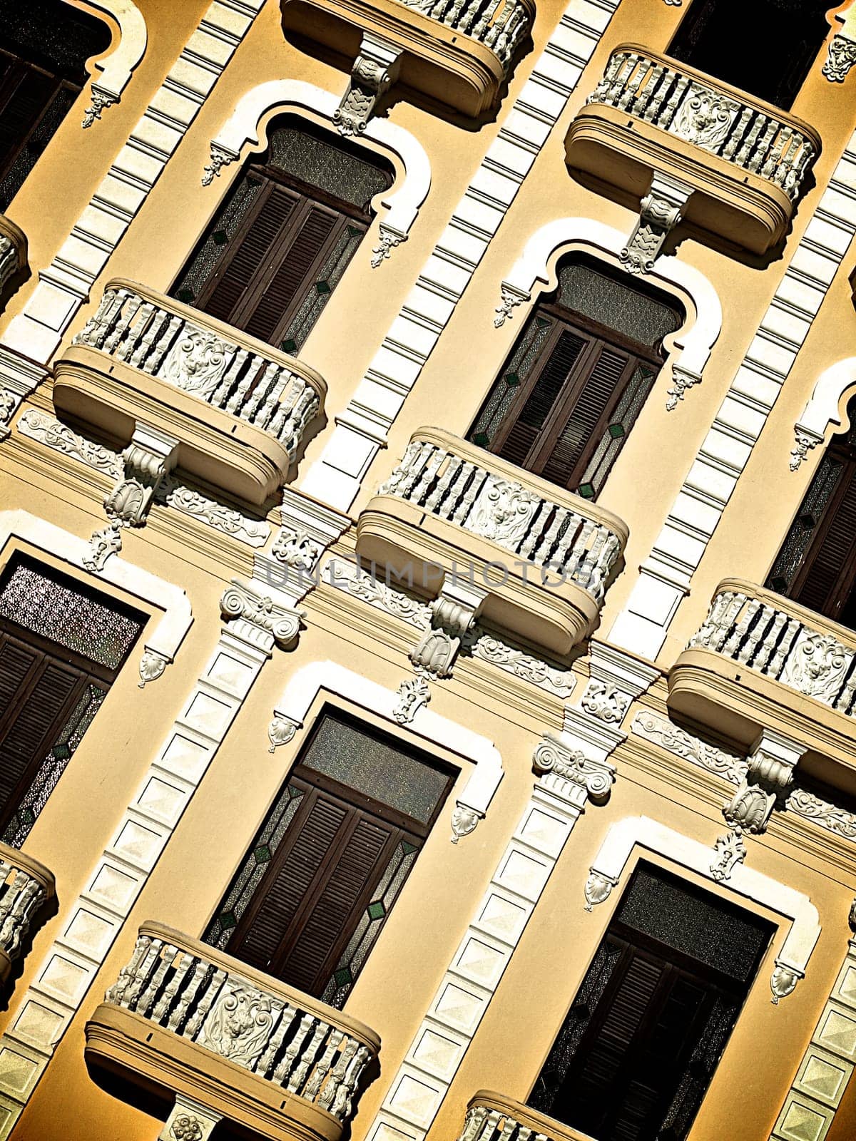 Detail of a yellow house front in Havana