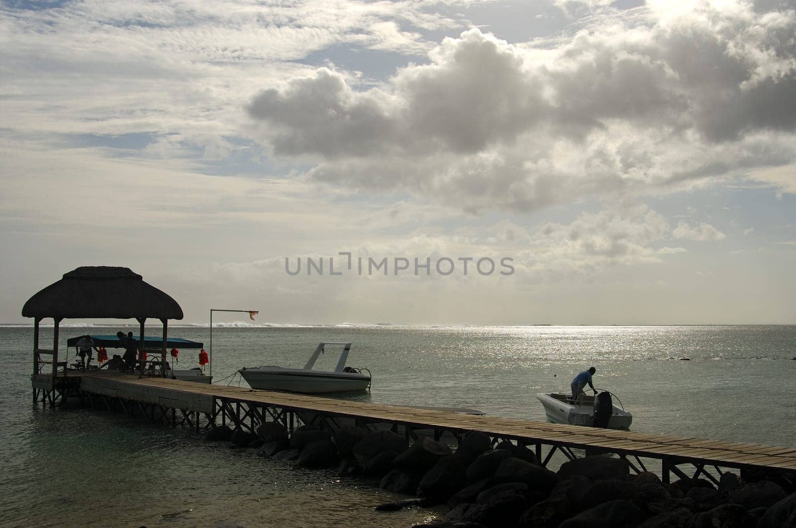 Boat mooring on the south coast of Mauritius