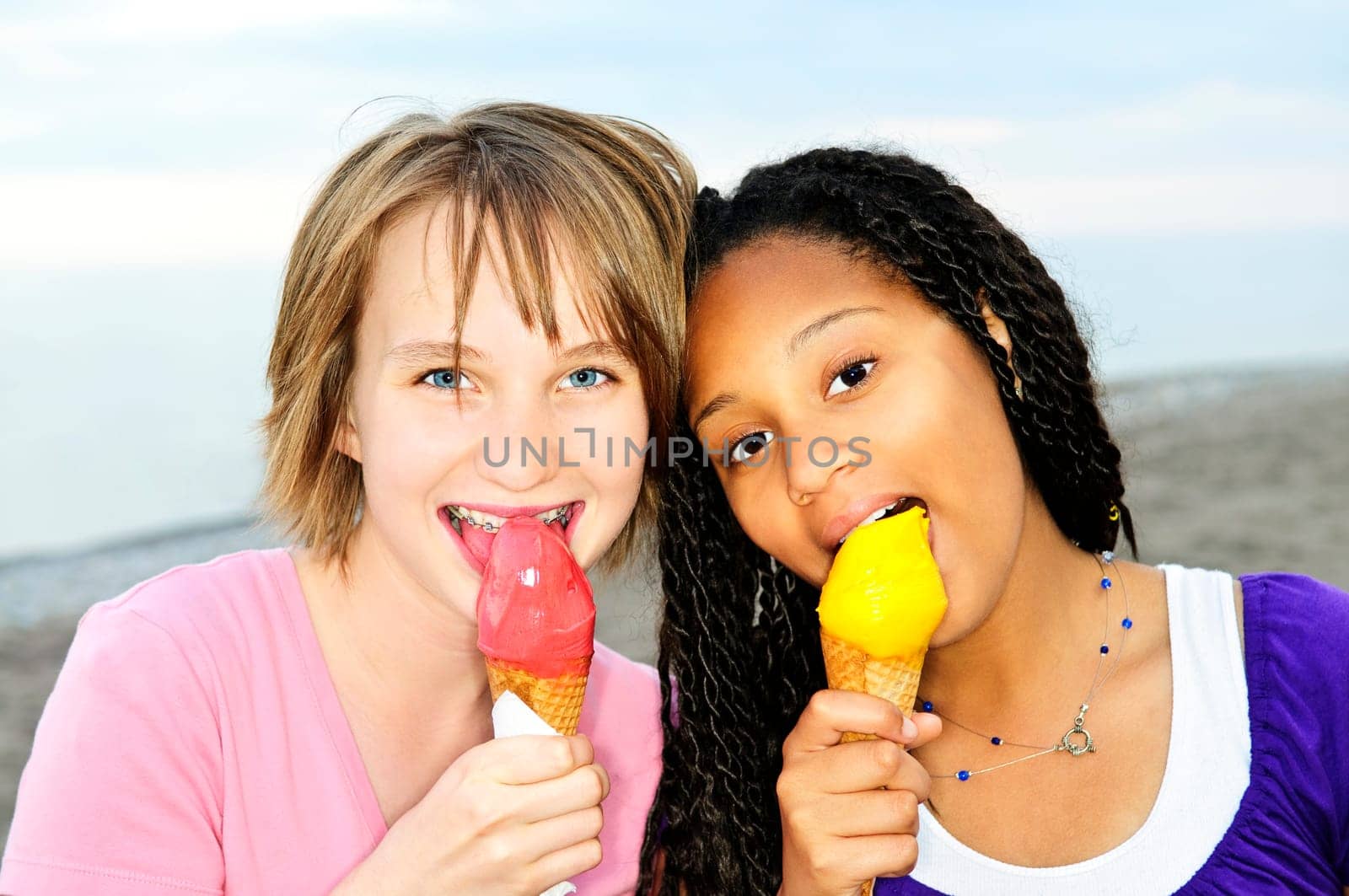 Girls having ice cream