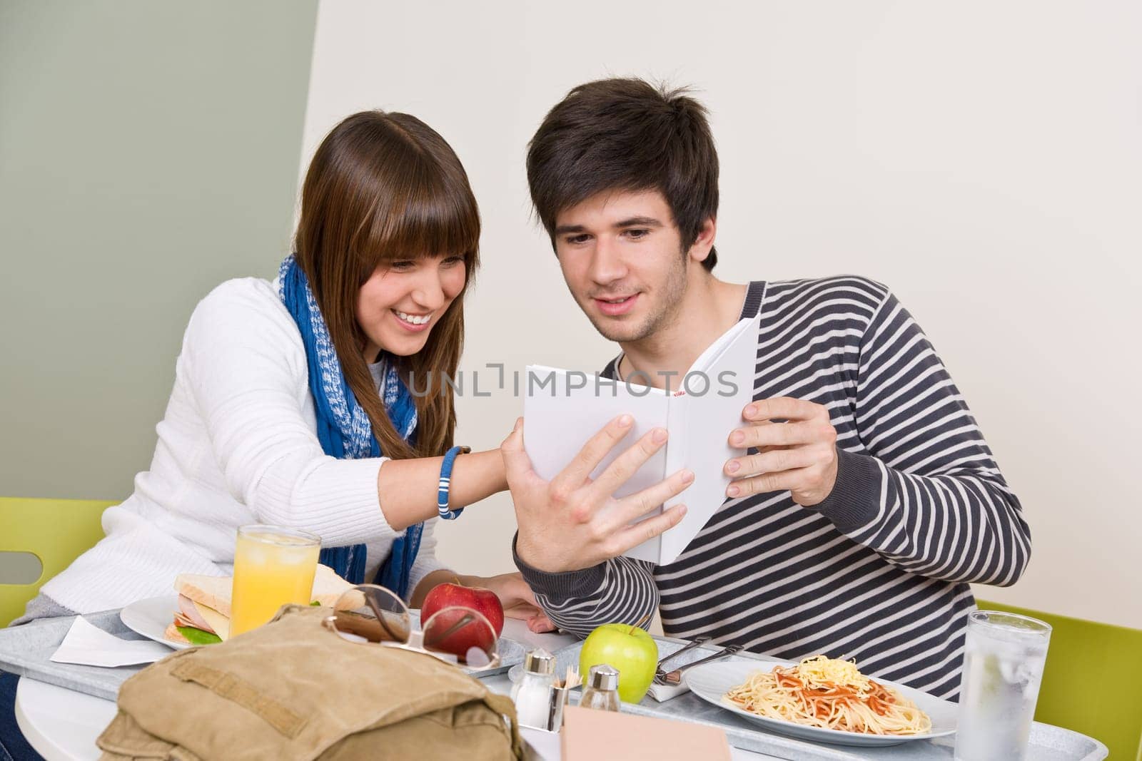 Student cafeteria - teenage couple