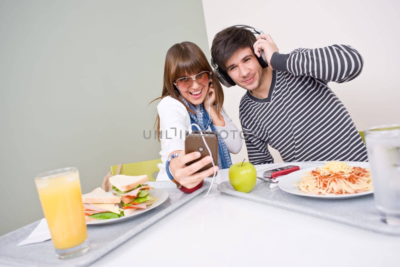 Student cafeteria - teenage couple