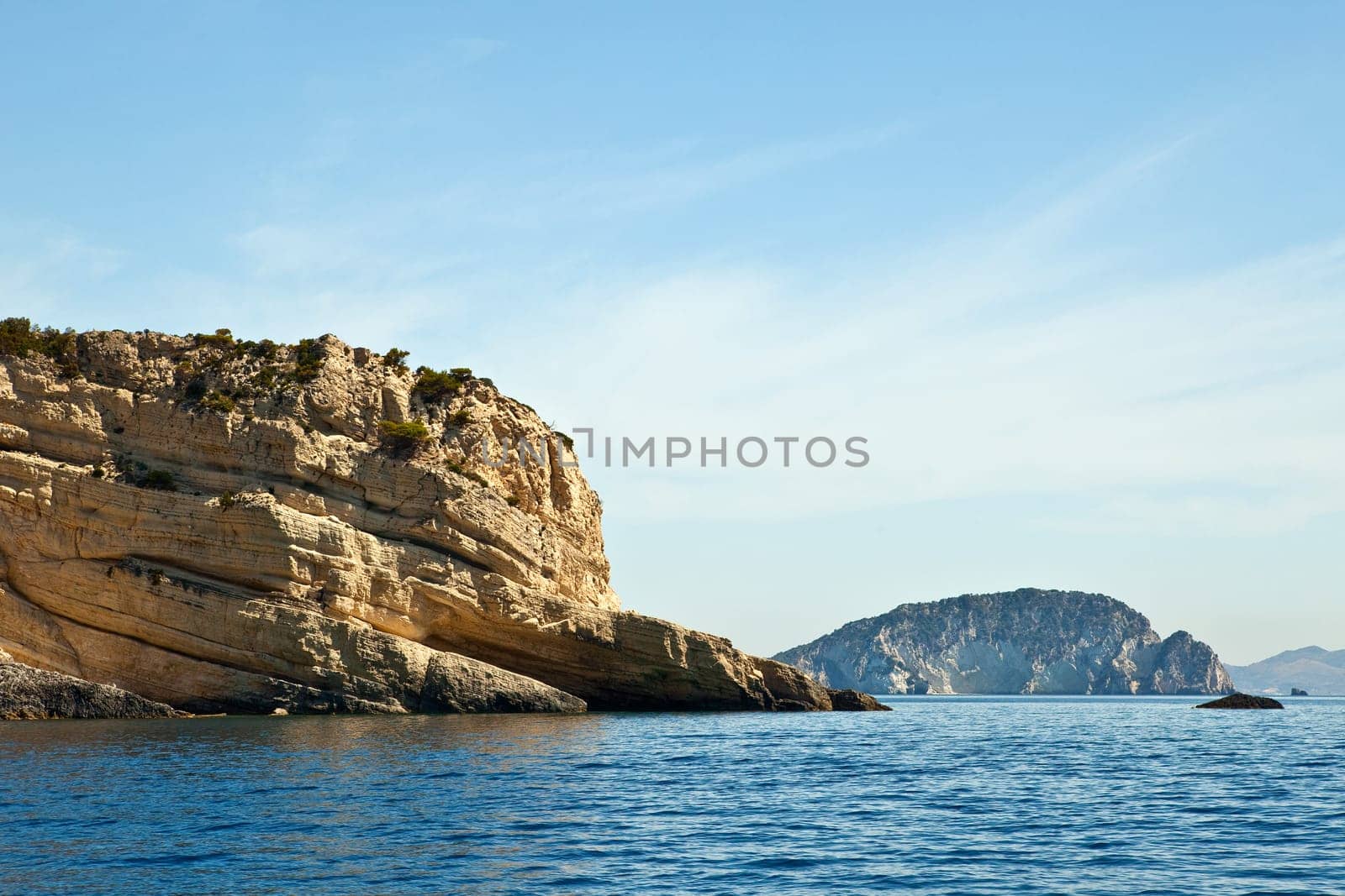 Sea harbor with blue water and blue sky