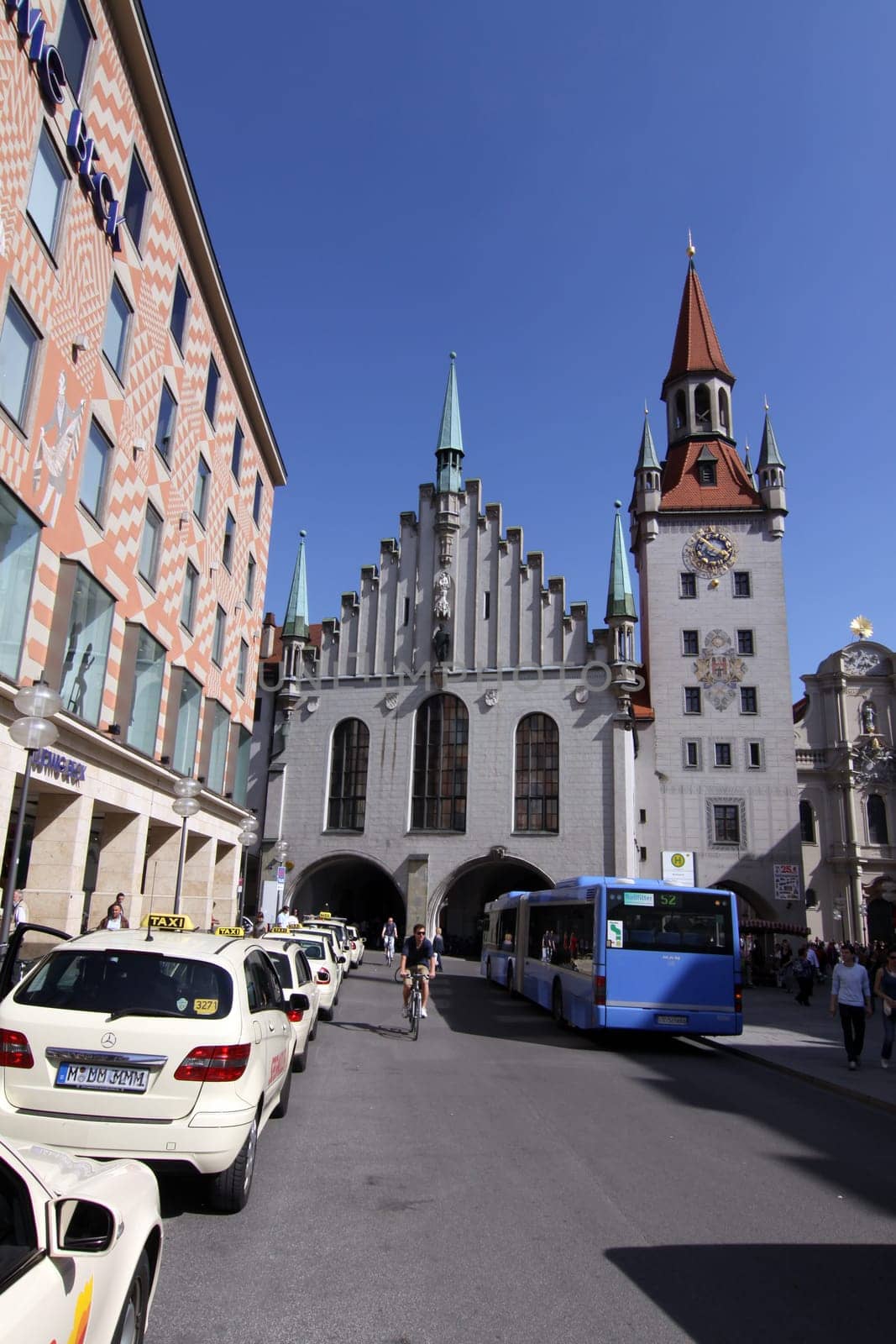 Taxi rank in front of the old town hall