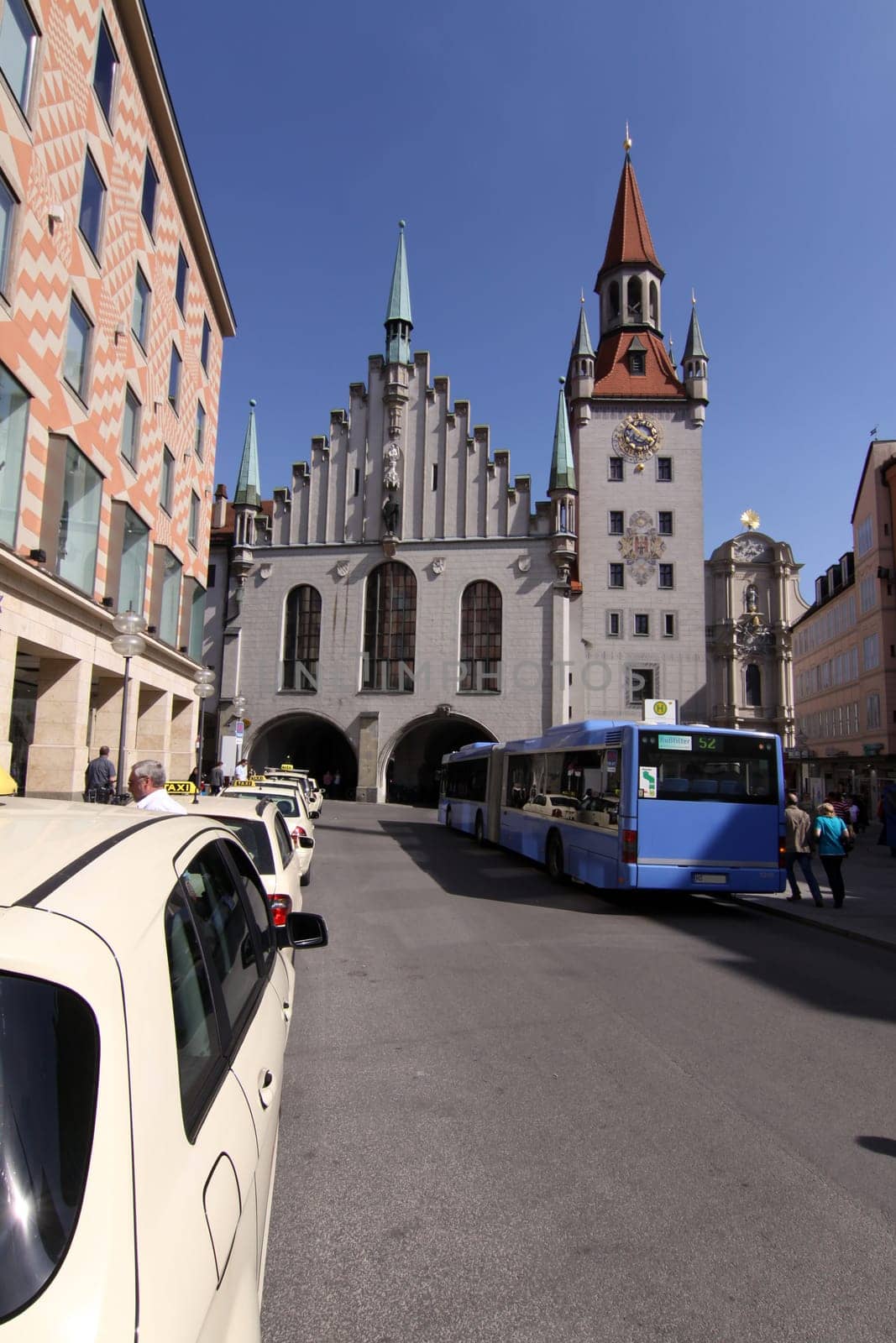 Taxi rank in front of the old town hall