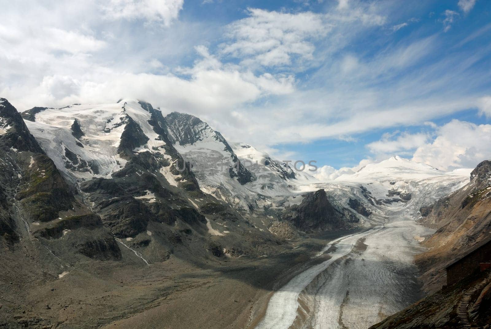Mountain landscape,glaciers and clouds