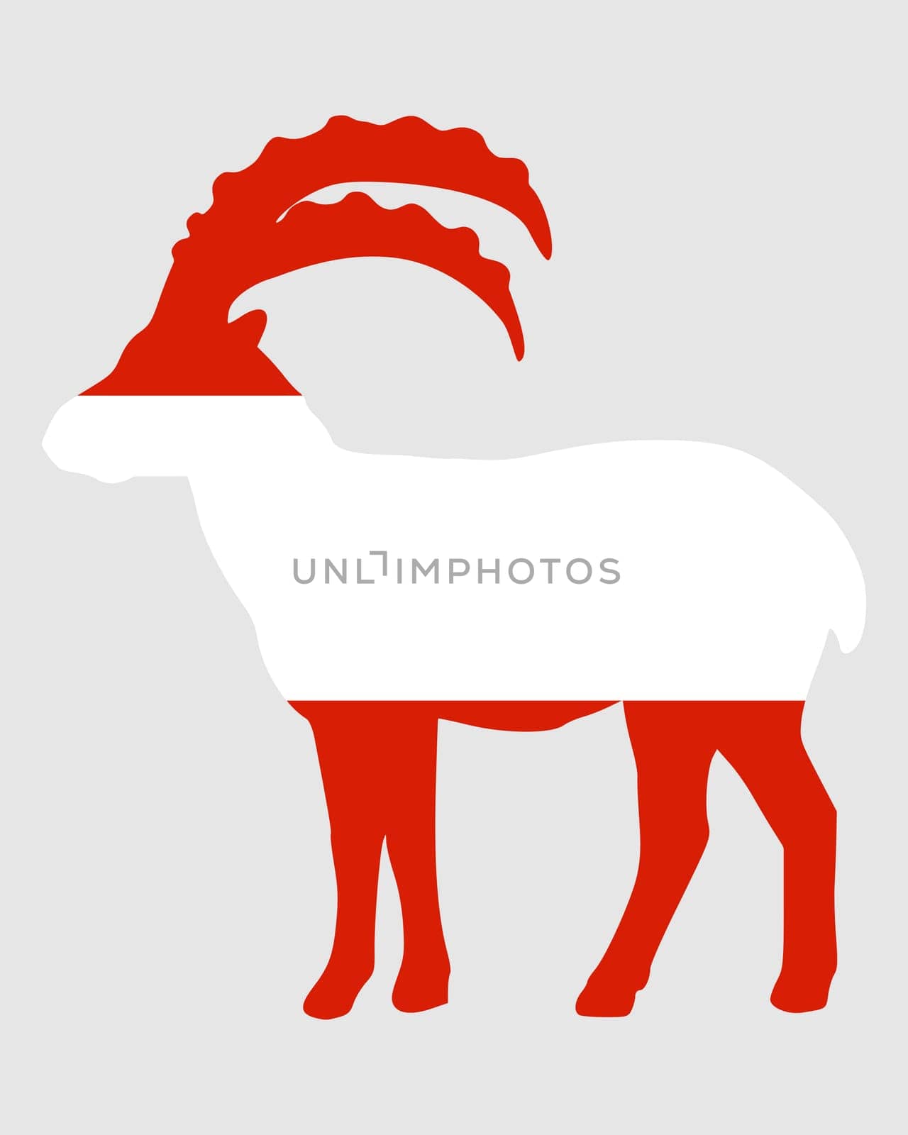 National flag of Austria with ibex