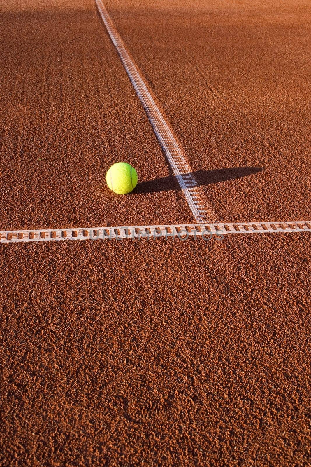 Tennis court with ball