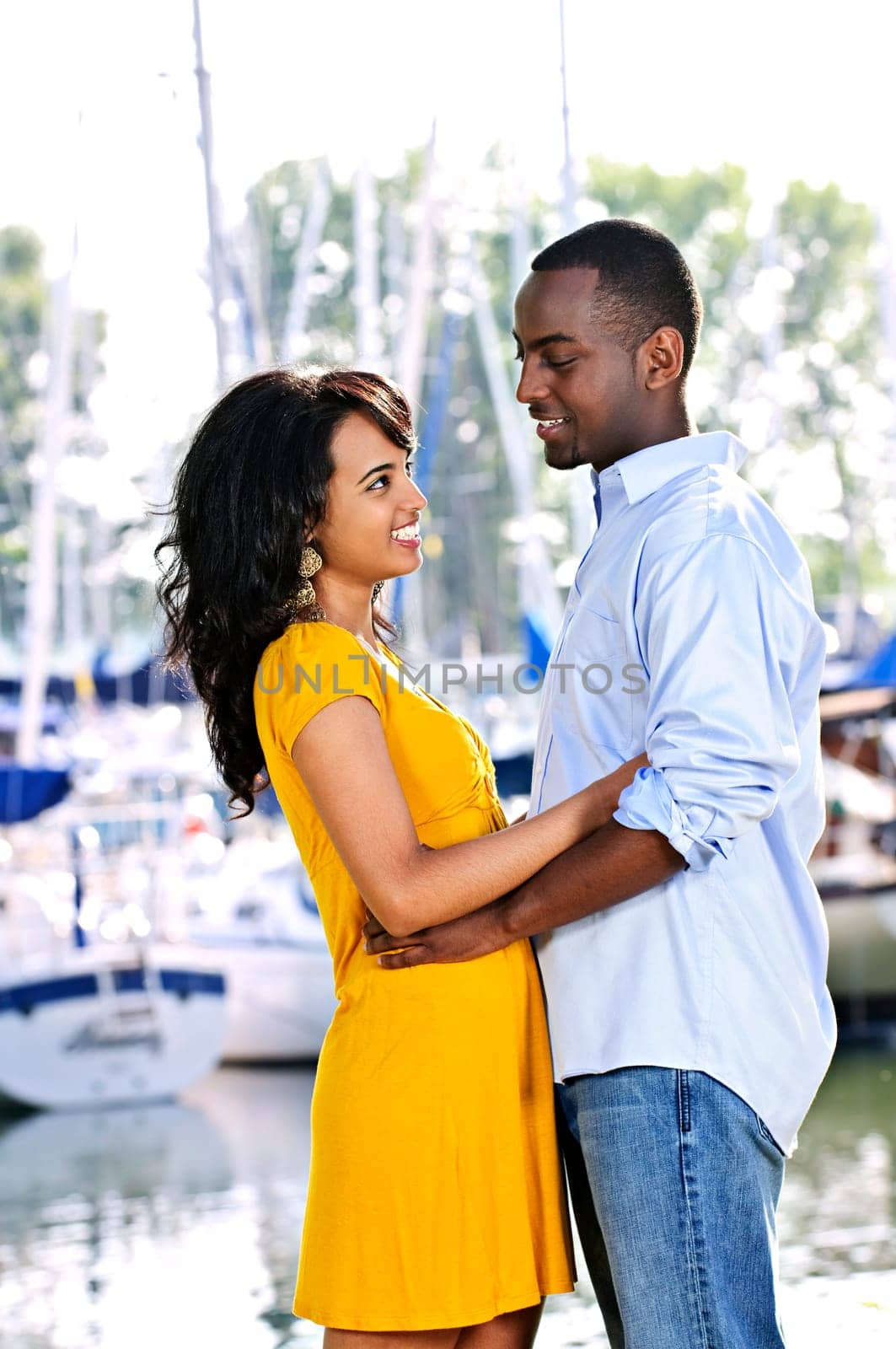 Happy couple facing each other
