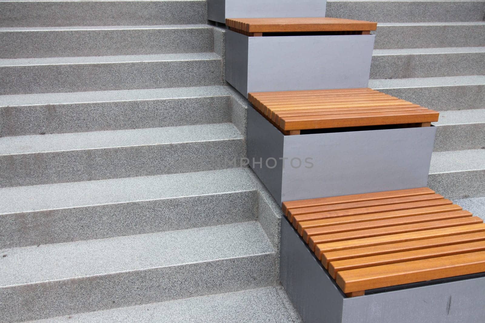 Seats on a flight of stairs
