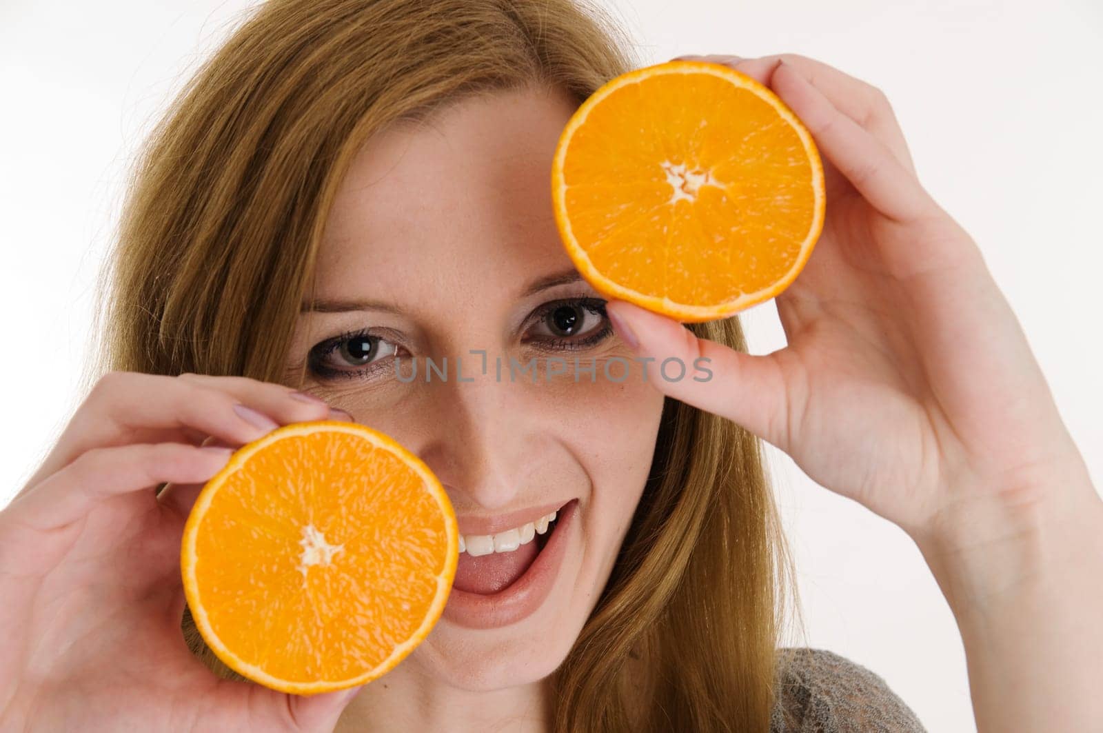 happy with oranges