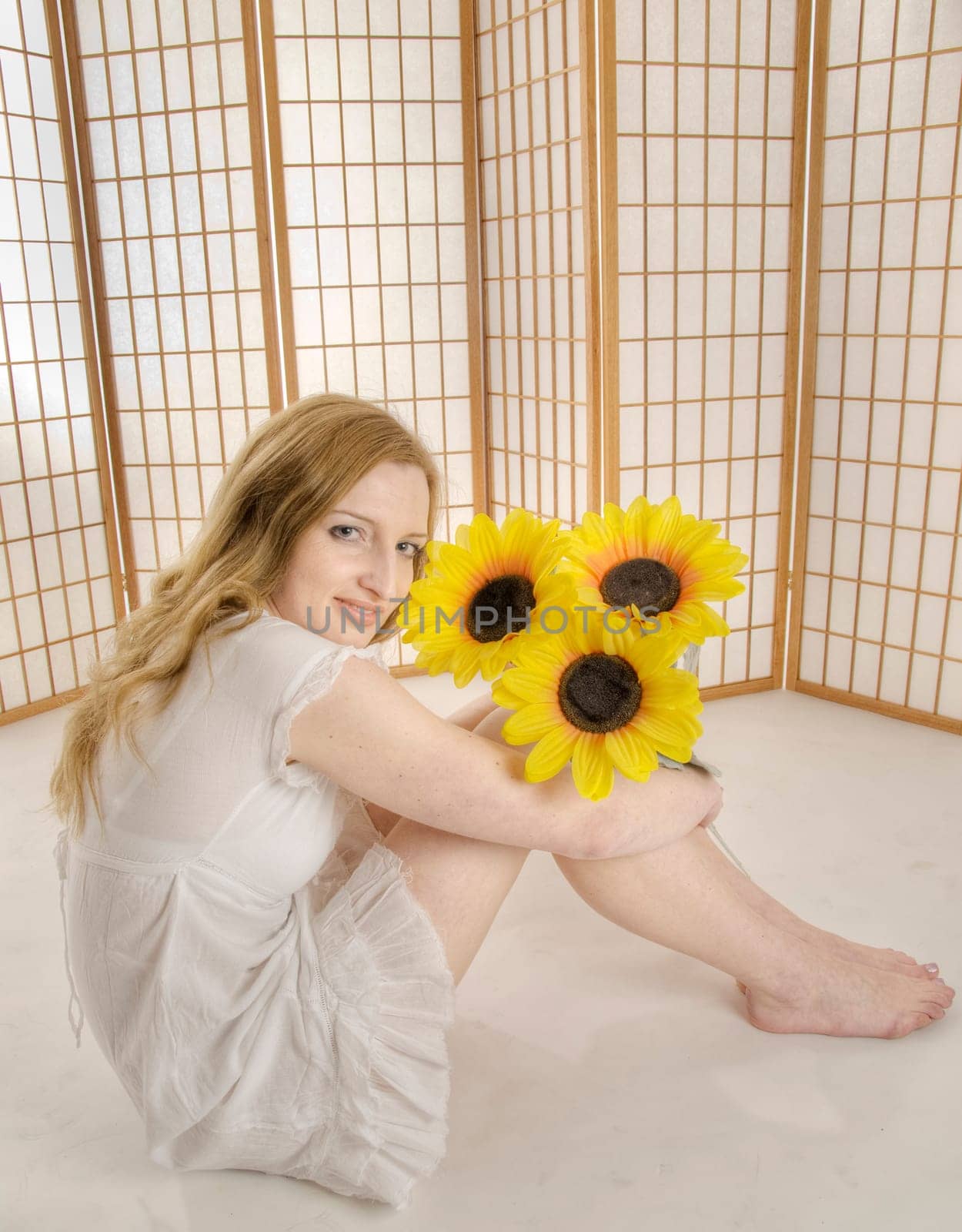 Valeria with sun flowers