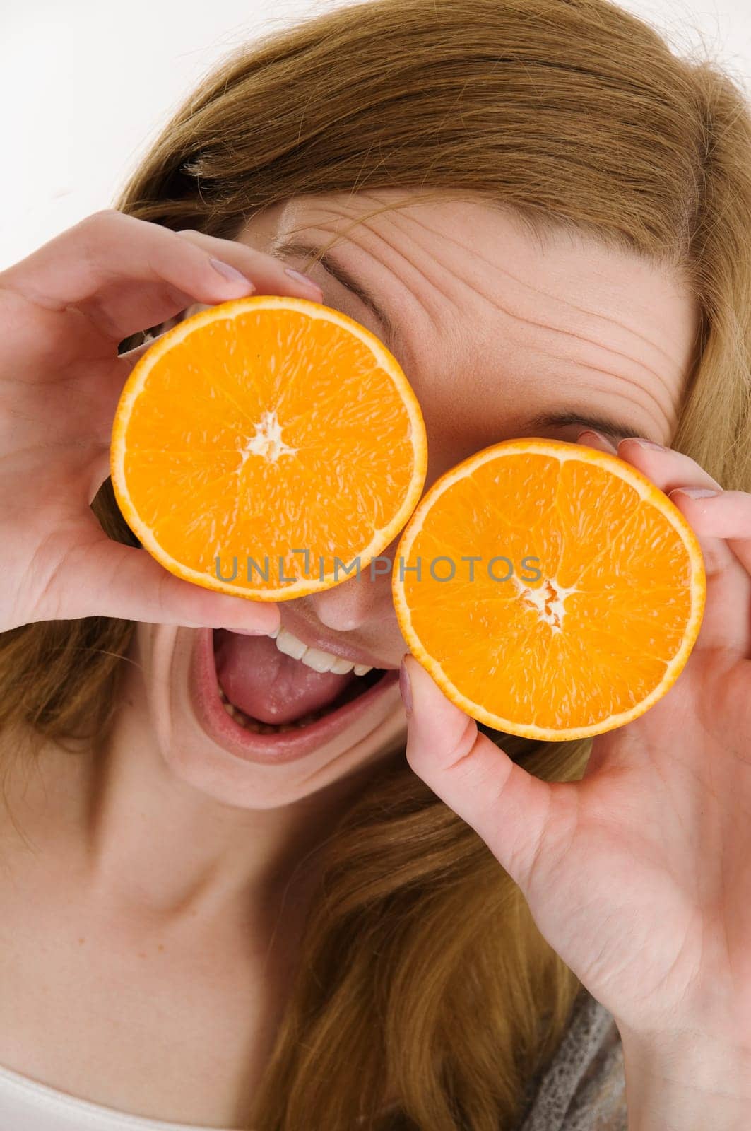 oranges and mouth open near