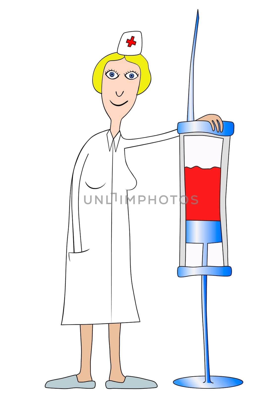 nurse with a huge injection