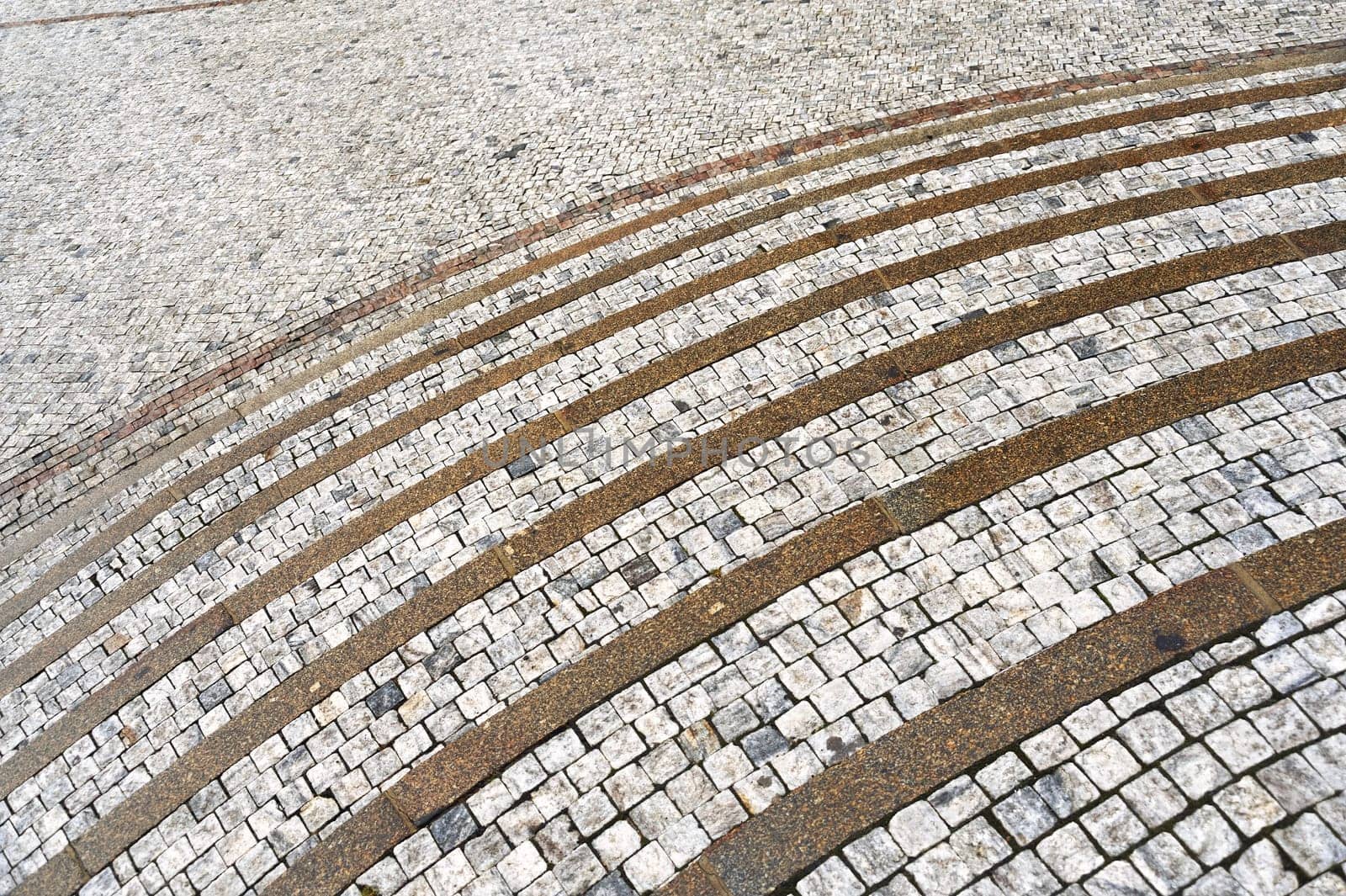 Old curved stone steps - granite